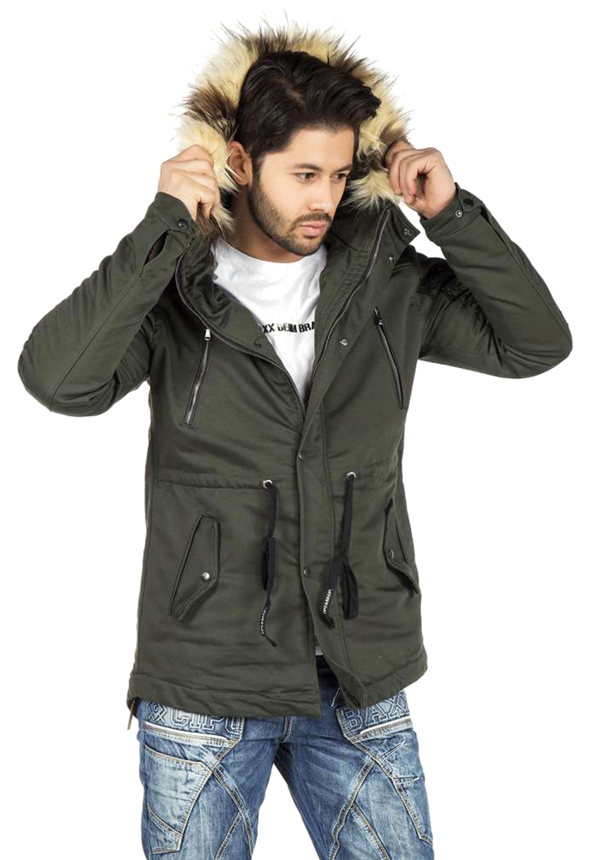 Cipo & Baxx Winterjacke, mit Kapuze und Stickereien