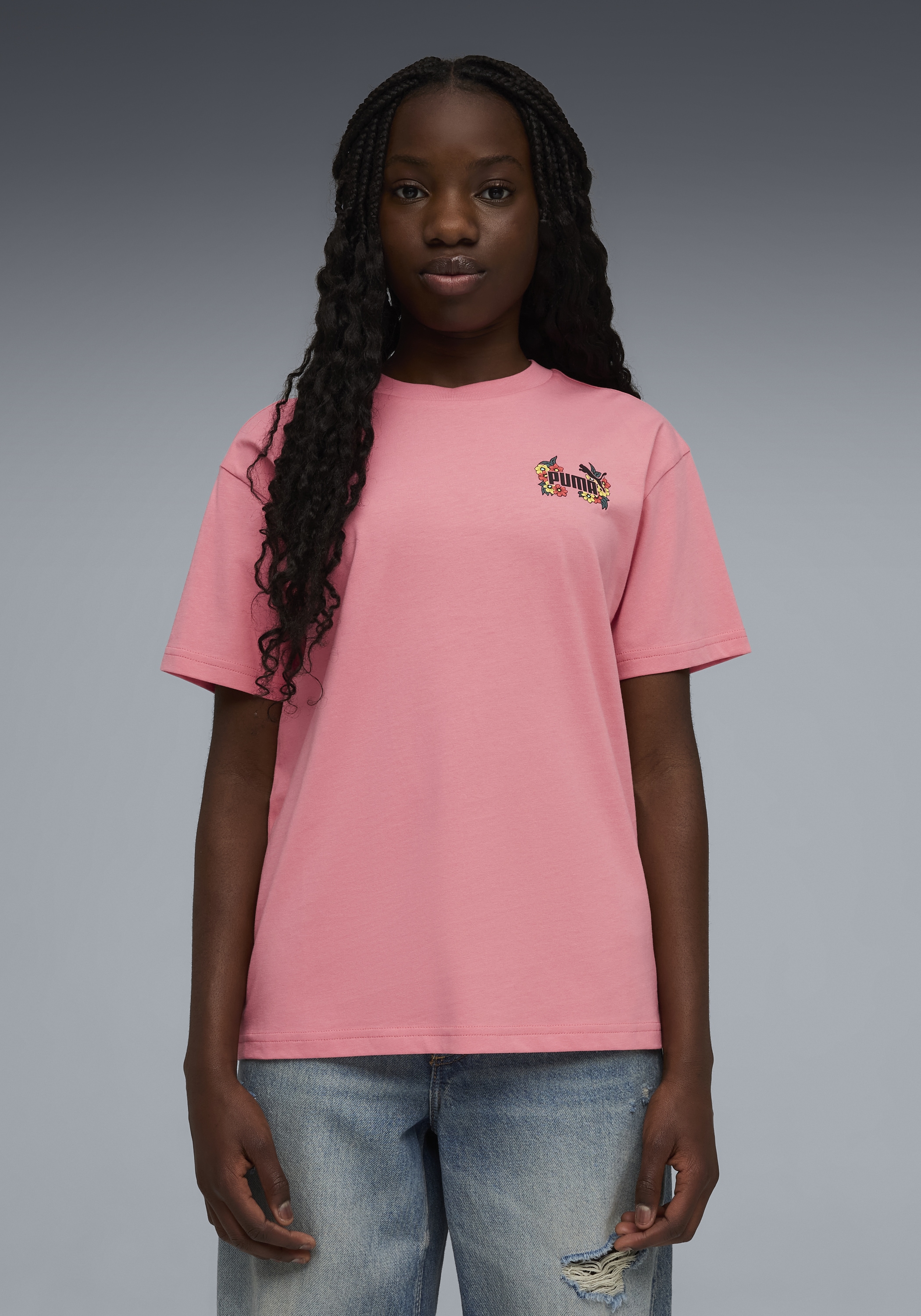 PUMA "MID90S RELAXED GRAPHIC TEE G" für Jugendliche, Kurzarm, sportlicher Stil, aus Baumwolle