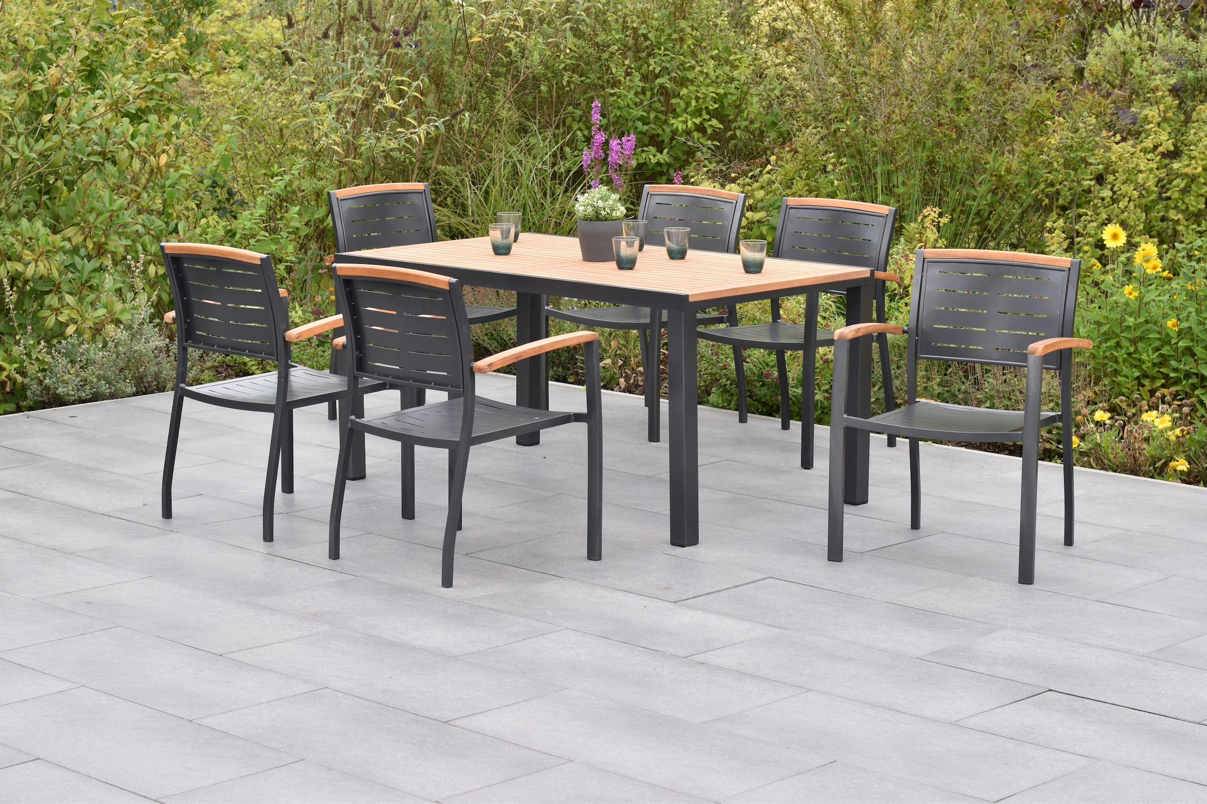 MERXX Garten-Essgruppe ""Tinos"", (Set, 7 tlg., Geöltes Akazienholz, pulver günstig online kaufen