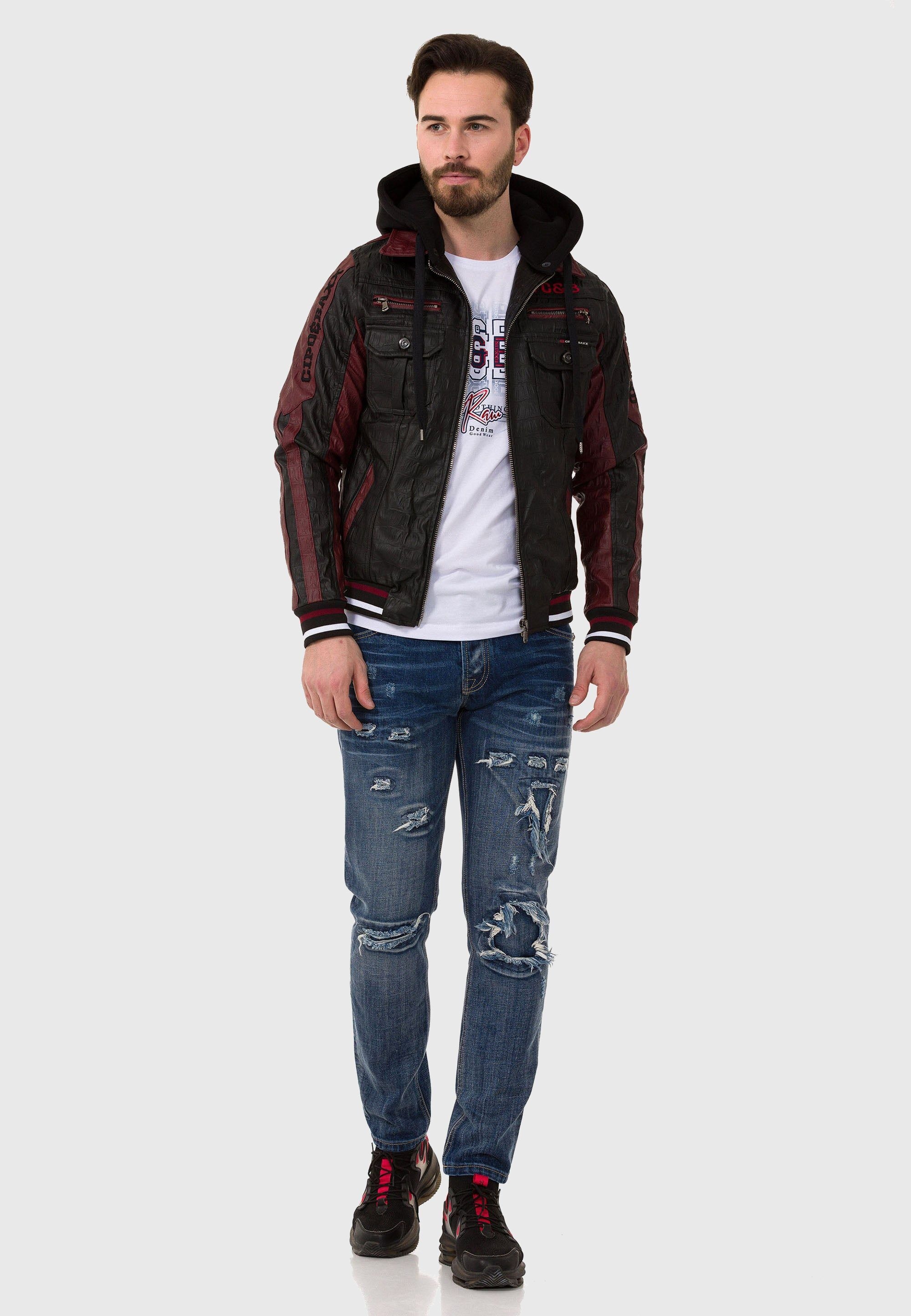 Cipo & Baxx Lederimitatjacke »Jacke«, ohne Kapuze, aus Kunstleder