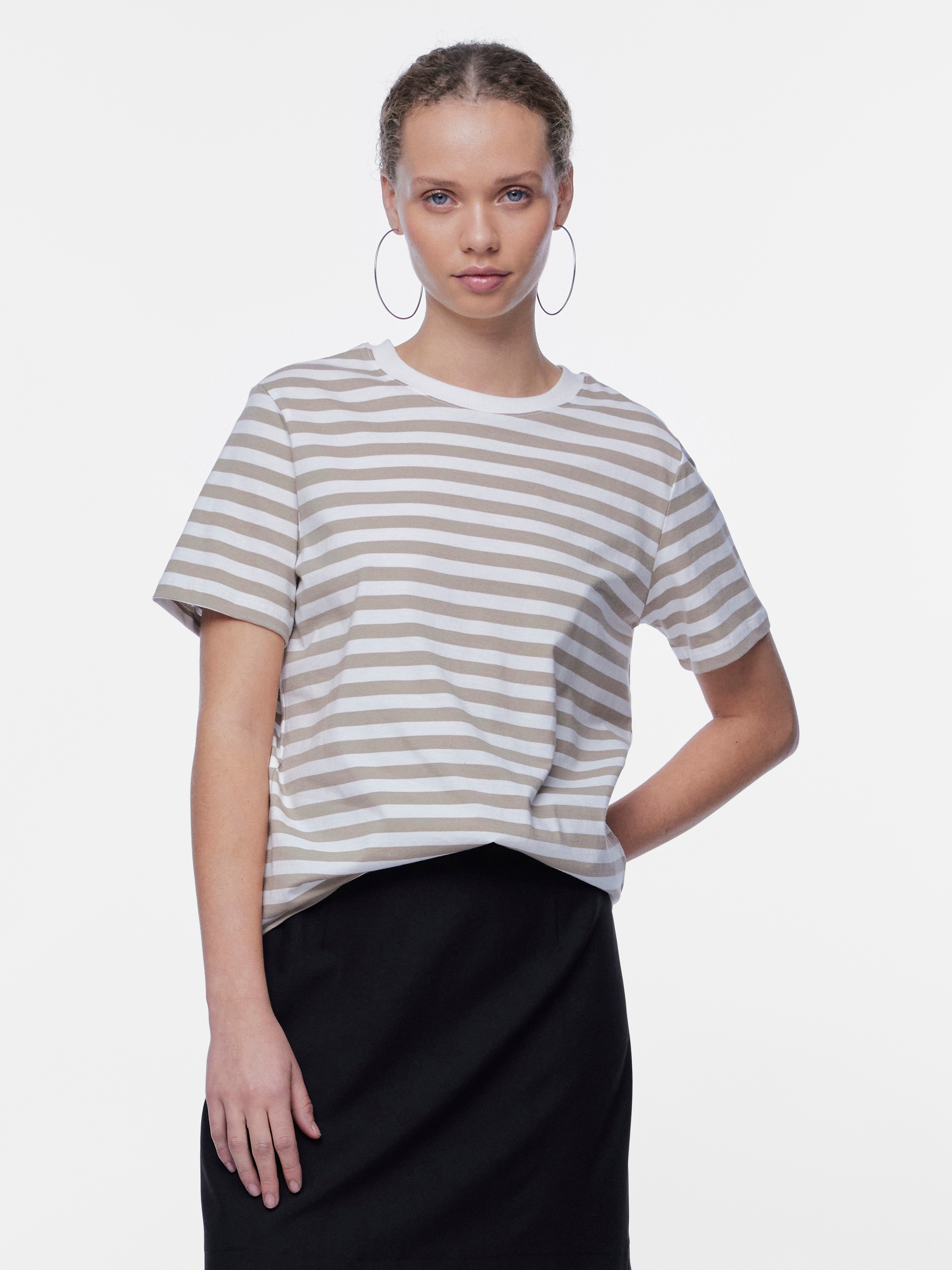 pieces Kurzarmshirt »PCRIA SS TEE STRIPES NOOS BC« Baumwolle, regular fit