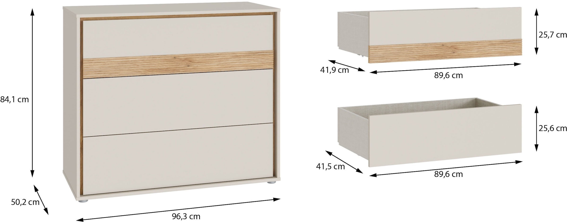 FORTE Schubkastenkommode, B/H/T 96,3/84,1/50,2 cm