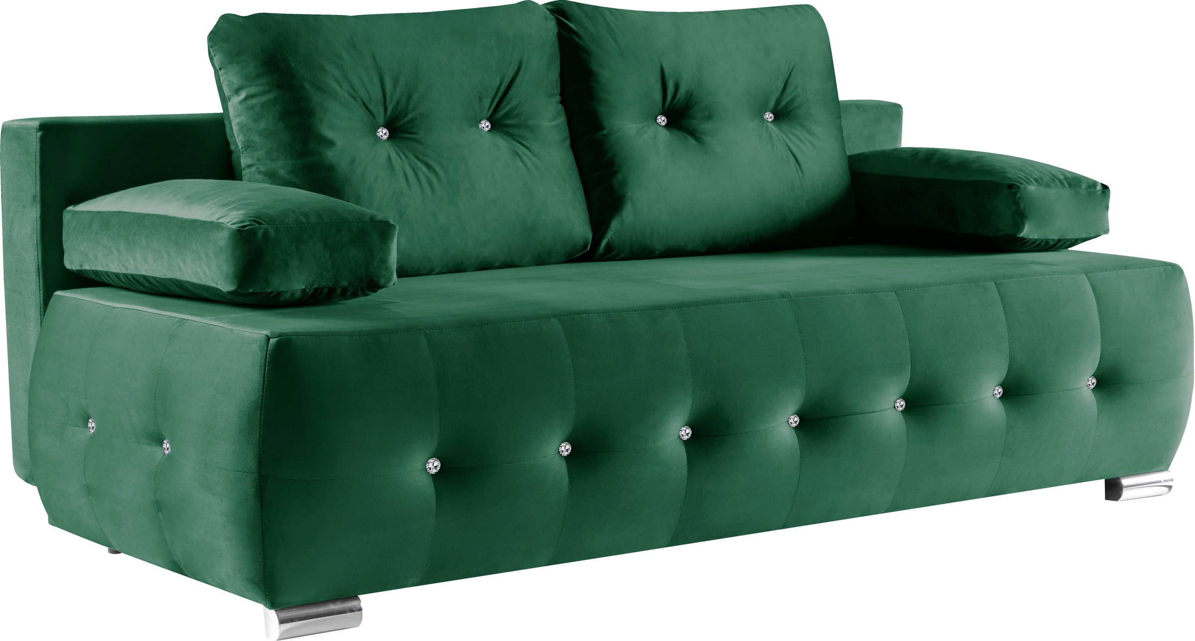 WERK2 Schlafsofa »Monaco«, 2-Sitzer Schlafcouch mit Bettkasten & funkelnden Ziersteinchen