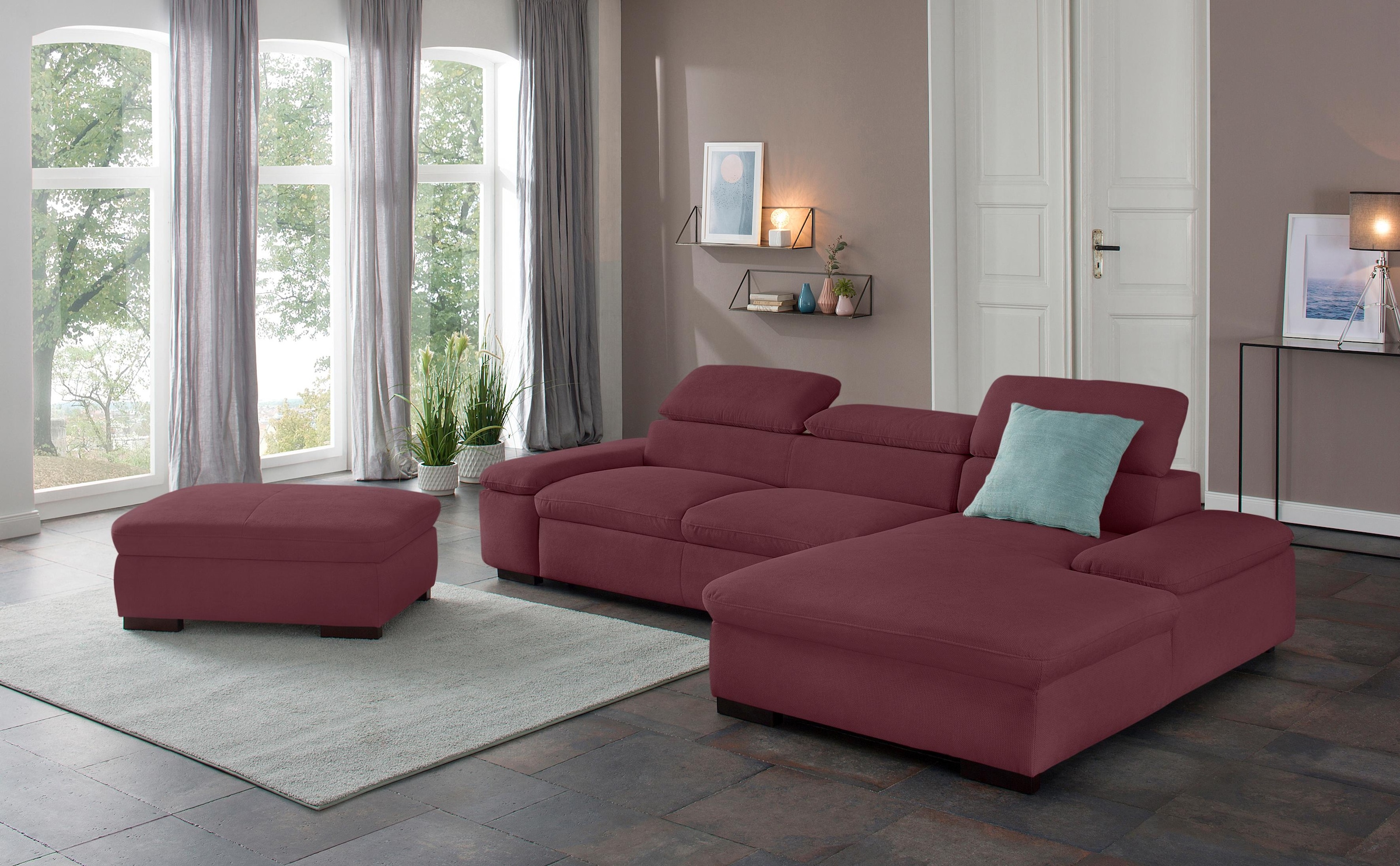 Home affaire Ecksofa »Alberto L-Form«, mit Kopfteilverstellung, wahlweise mit Bettfunktion