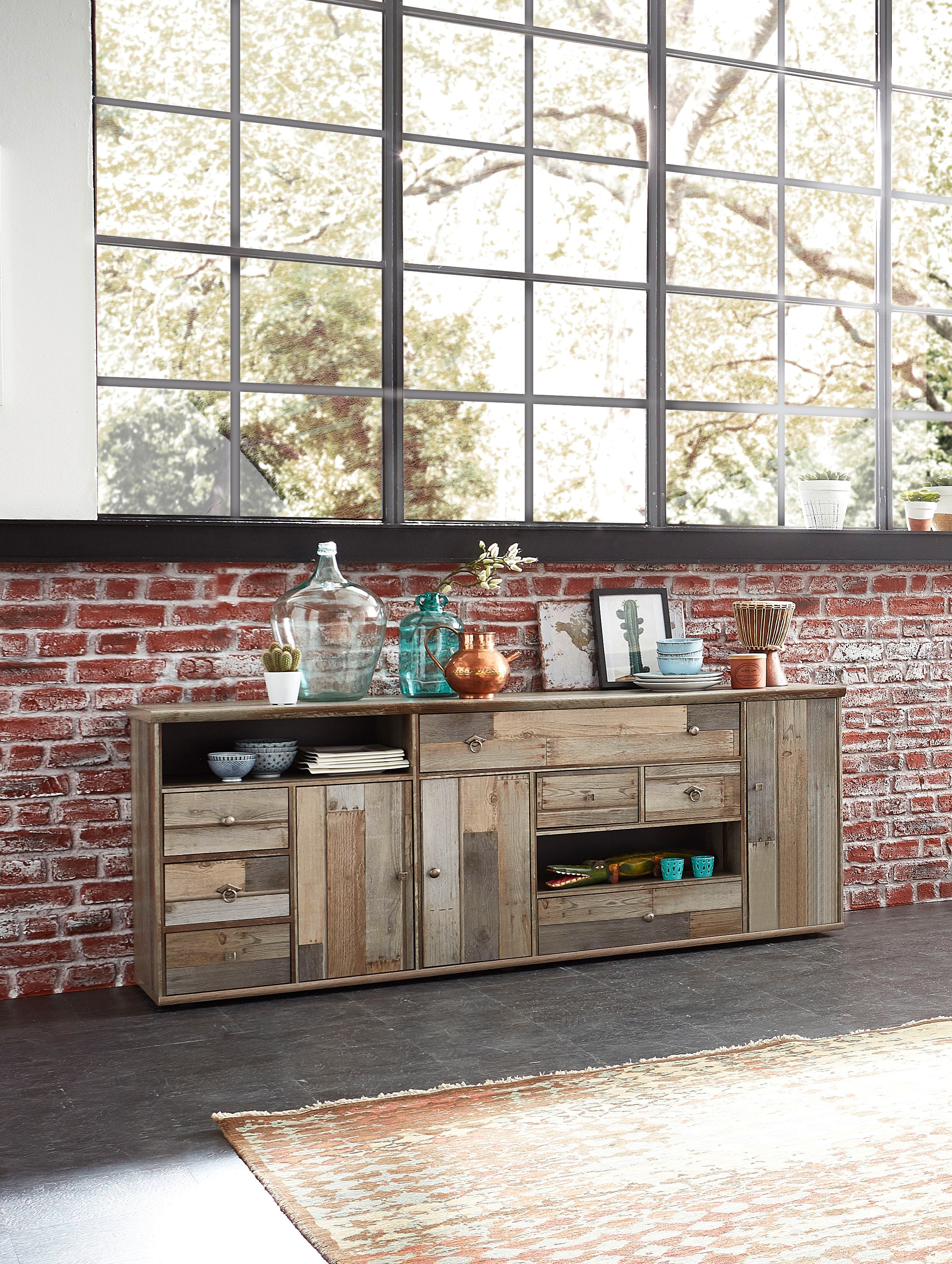 Innostyle Sideboard »BONANZA«, (1 St.), 3 Holztüren, 7 Schubladen, 9 Fächer, Softclose, ABS Kantenschutz