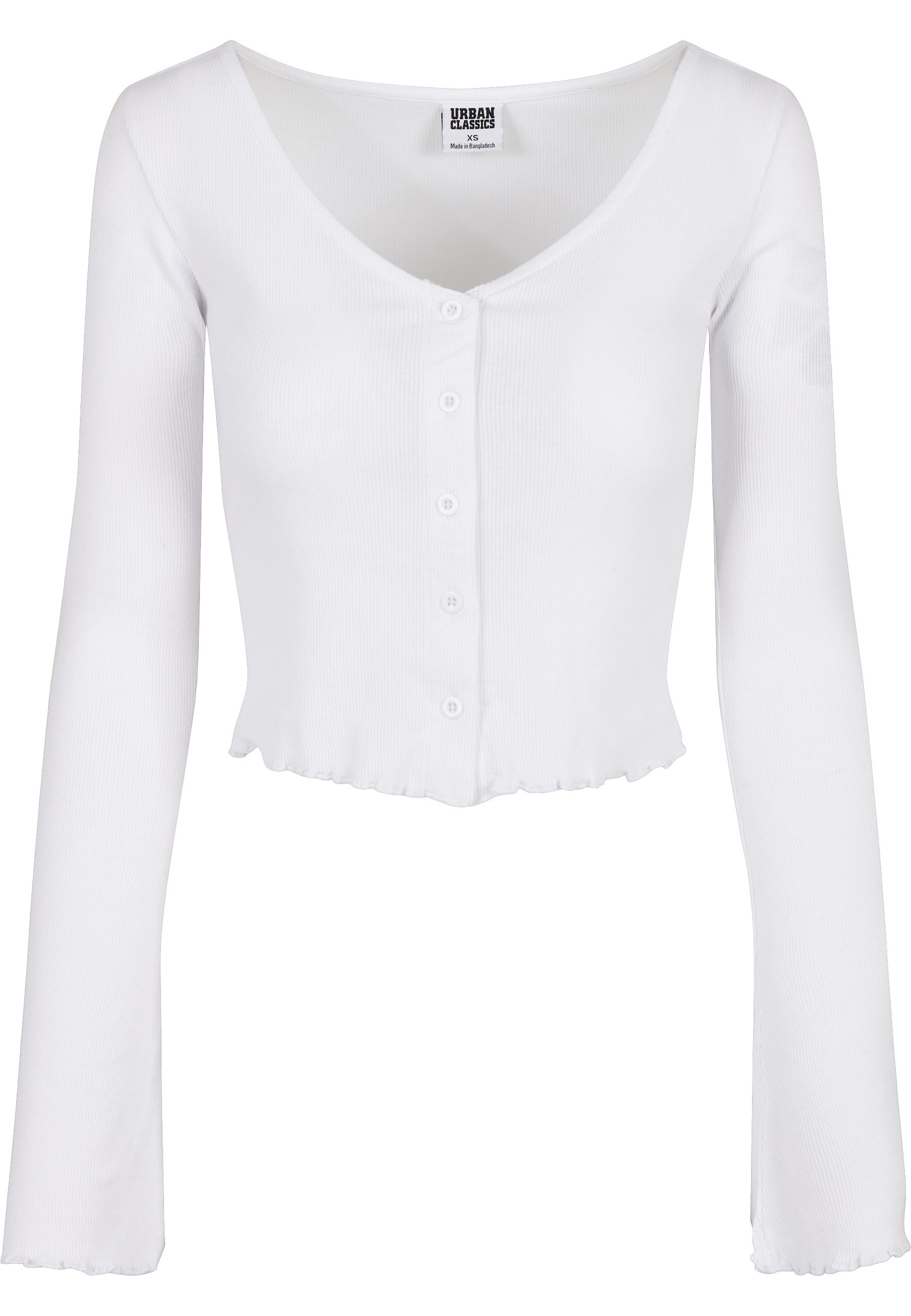 URBAN CLASSICS Langarmshirt "Urban Classics Damen Ladies Cropped Rib Cardigan" 1 Stk.