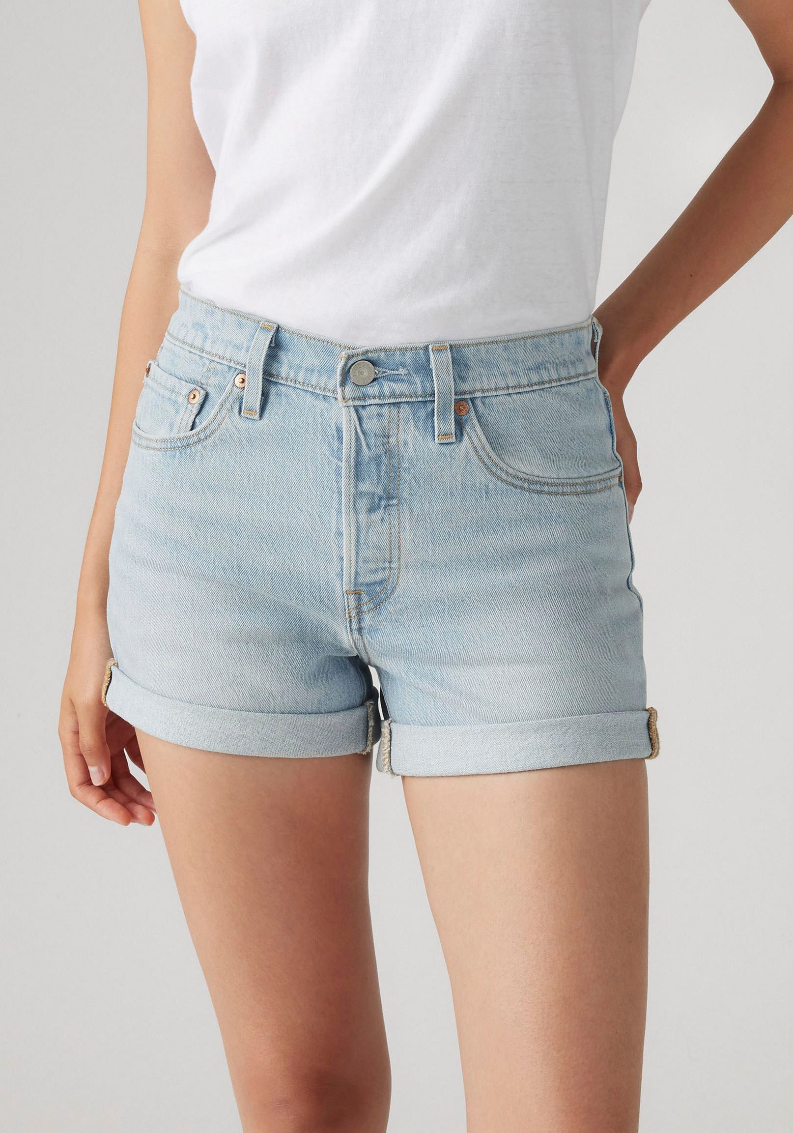 Levis Jeansshorts "501 Short Long", Sommerhose Mit Knopfverschluss und krem günstig online kaufen