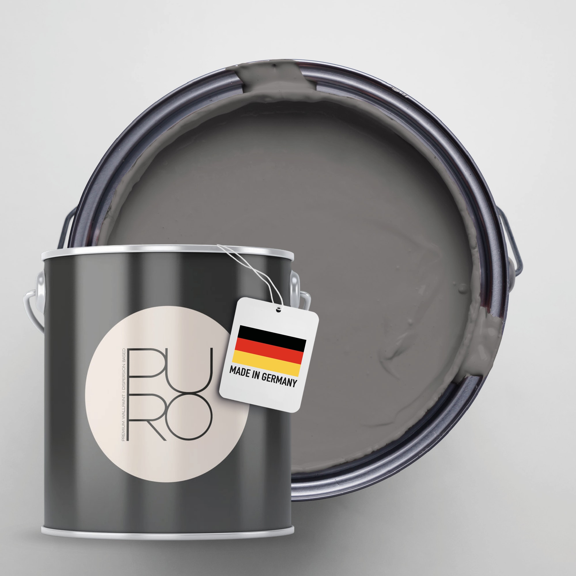 A.S. CRÉATION Wandfarbe "Premium Innenwandfarbe PURO Tuchmatt cool grey", 5 l 5ml, grau, Farben, ideal für Wohnzimmer, Schlafzimmer, Flur und Küche,