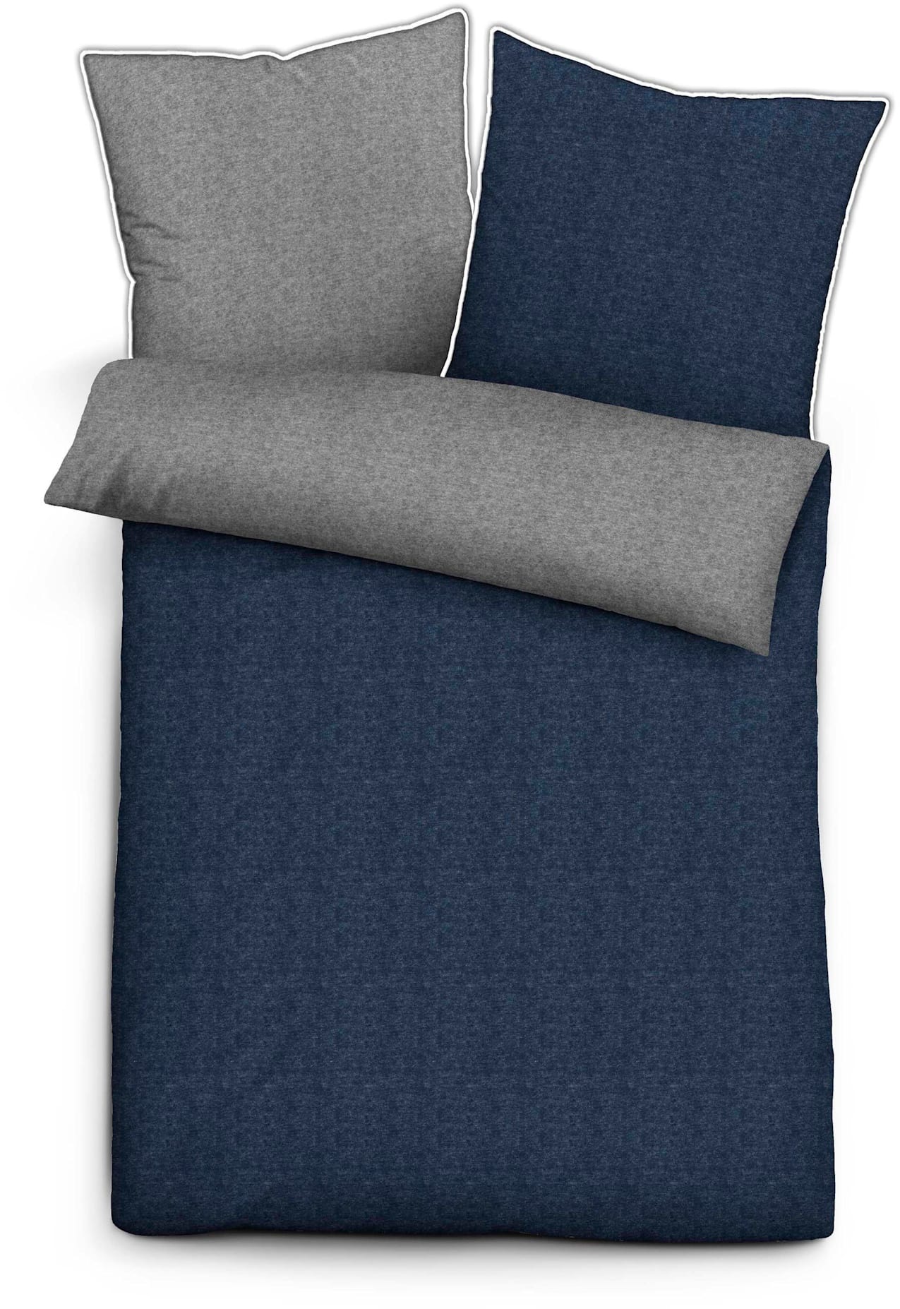 Bettwäsche BIBERNA, blau, Biber;Feinbiber;Feinbiber, 100% Baumwolle, Bettwäsche