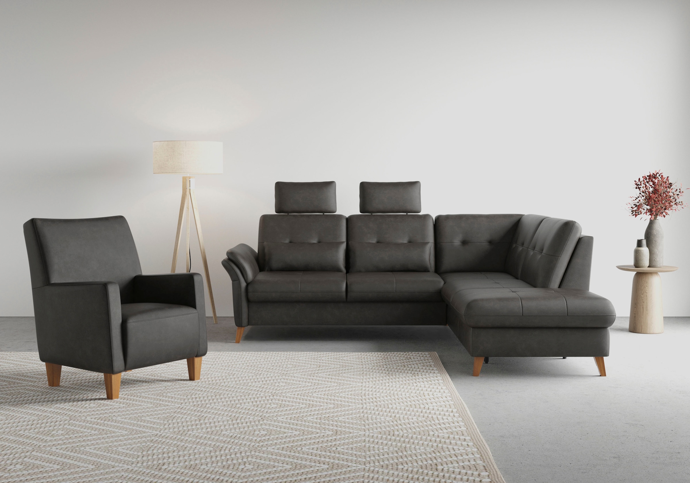 sit&more Ecksofa »Göteborg« inkl. Sitztiefenverstellung, wahlweise mit Bettfunktion & Bettkasten