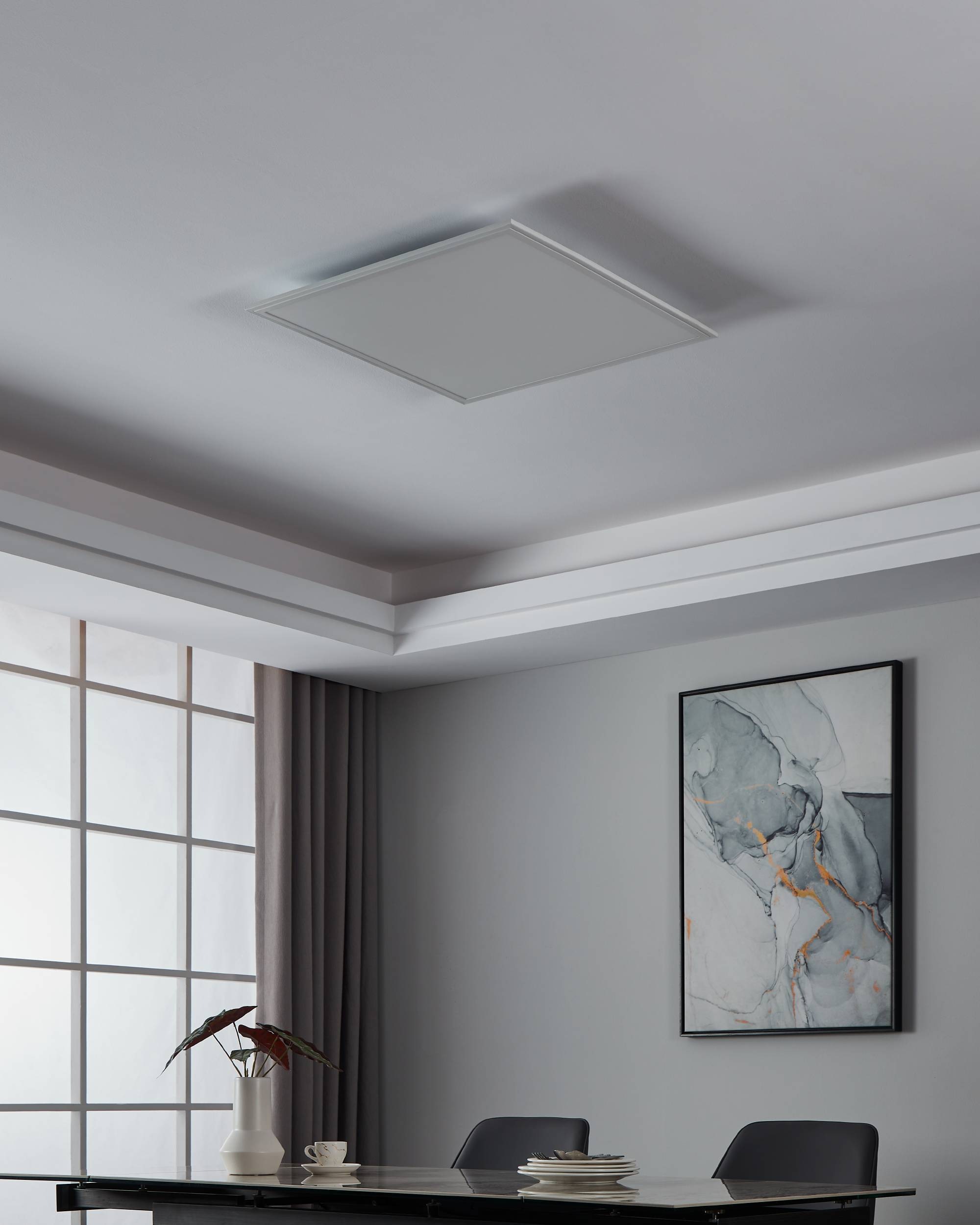 EGLO Deckenleuchte »Salobrena 1 Deckenlampe, Kunststoff und Aluminium, Aufbaulampe, Lampe« LED-Modul 1 Stk. Neutralweiß Deckenlampe, Wohnzimmerlampe, Küchenlampe, Bürolampe  Weiß, Flurlampe