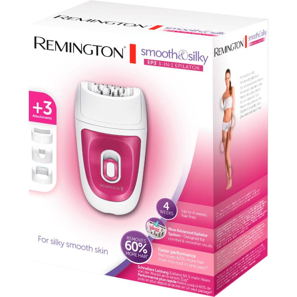 Remington Epilierer »EP7300 netzbetriebener smooth&silky 3- in-1 Epilierer«, 3 St. Aufsätze