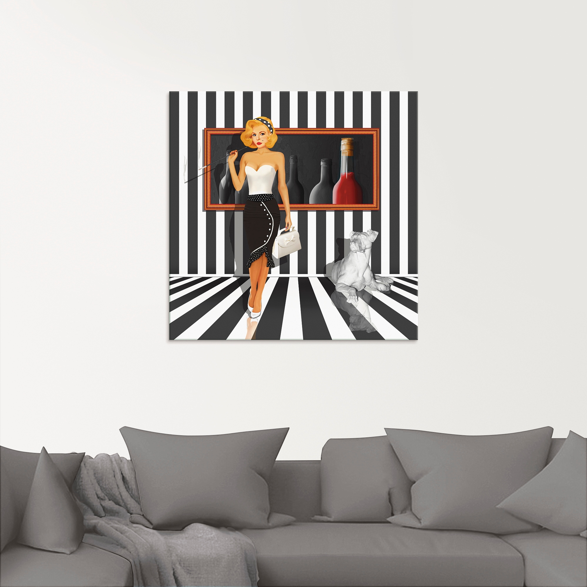 Artland Glasbild »Das Damenquartett 4 Schwarz-Weiss«, Frau, (1 St.), in verschiedenen Größen