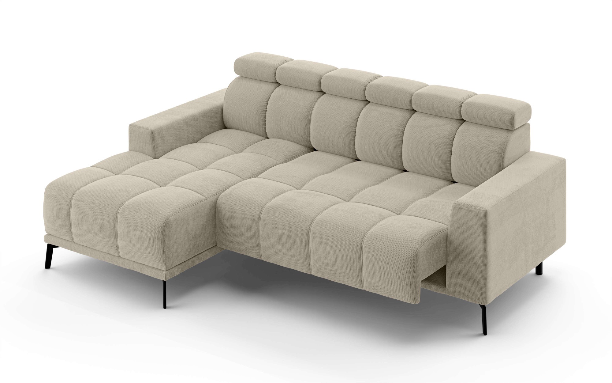 INOSIGN Ecksofa »CAZIE, Designsofa, L-Form, trendige Bubble-Optik,«, elektrische Sitztiefen-Verstellung, manuelle Kopfstützenverstellung
