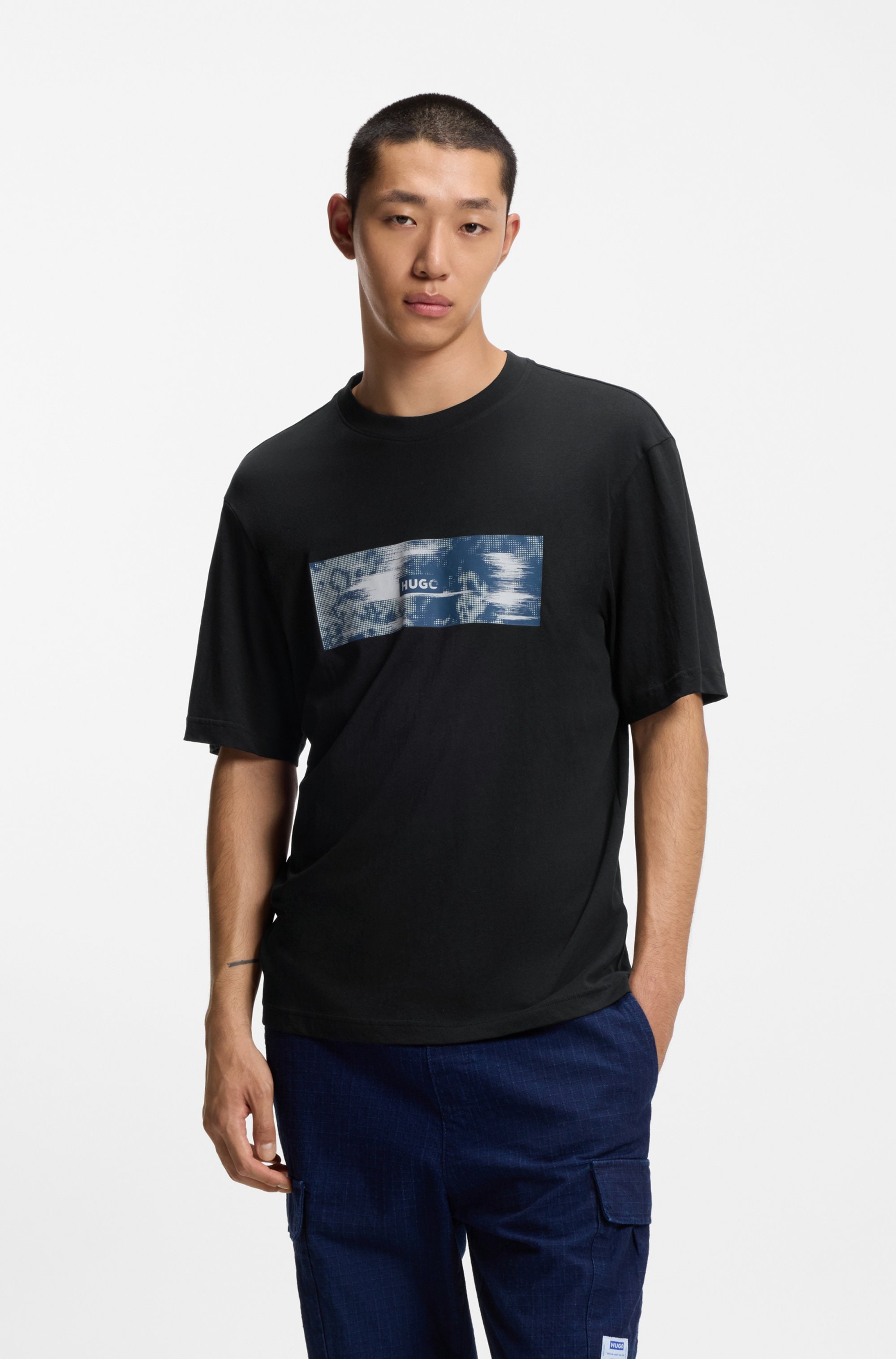HUGO Blue T-Shirt "Napolux", Rundhalsausschnitt, regular fit, Logodruck günstig online kaufen