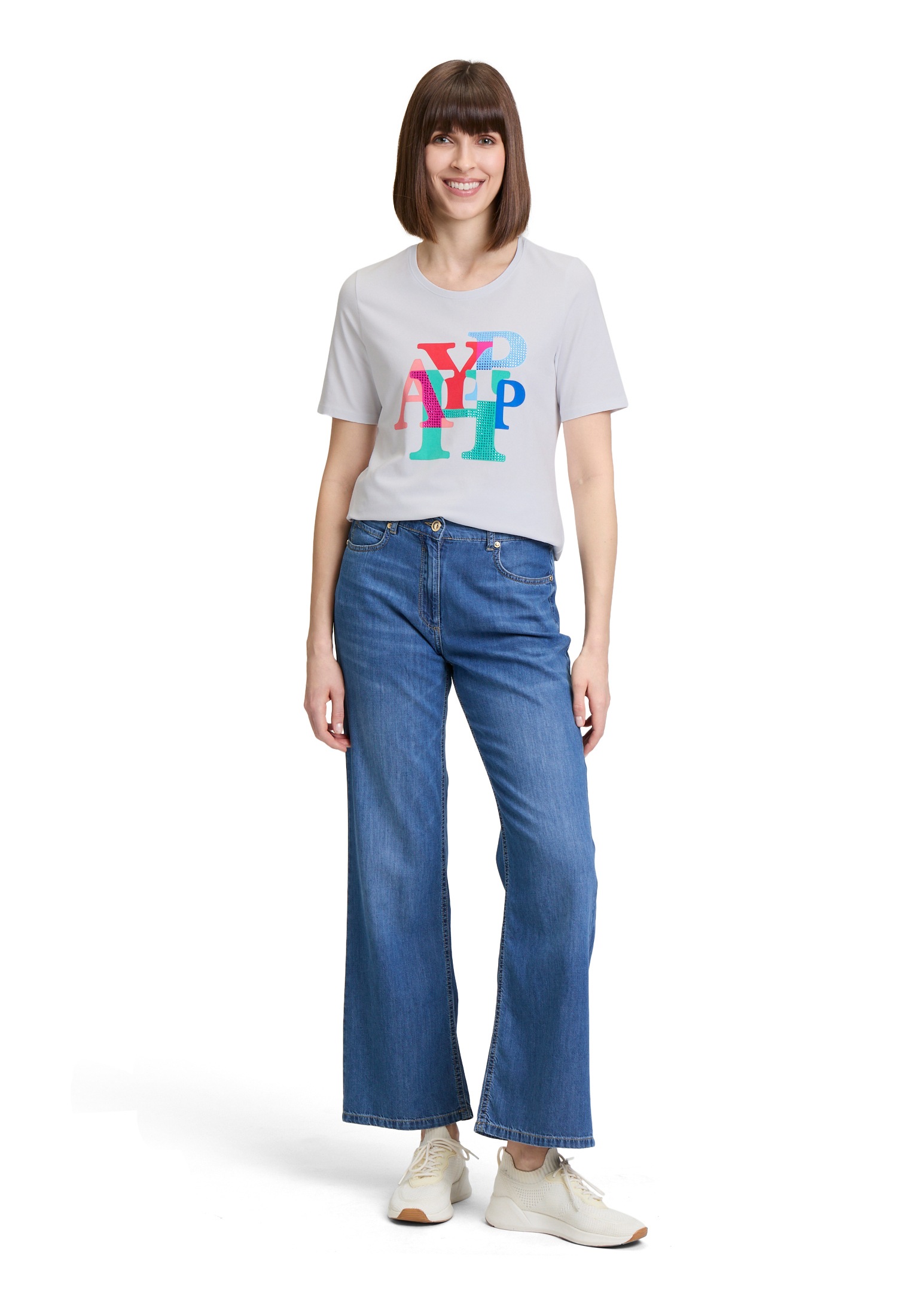 Betty Barclay Kurzarmshirt »Betty Barclay Damen Basic Shirt mit Aufdruck«, (1 tlg.), Glitzersteine