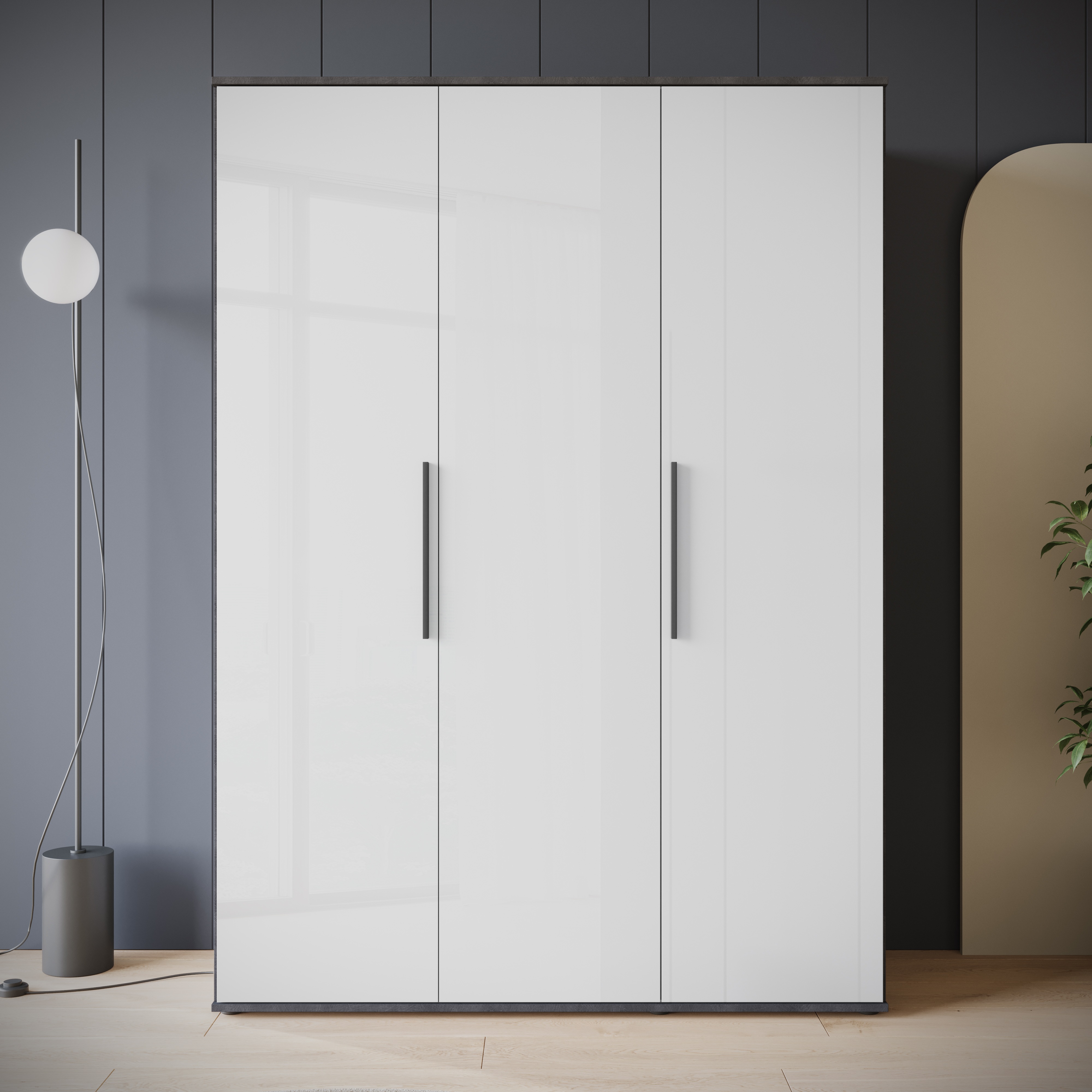 Thumbnail - INOSIGN Kleiderschrank "LAGOS Wäscheschrank, Garderobe, schwarze Griffe, Made in Europe", Moderner Drehtürenschrank, FSC...