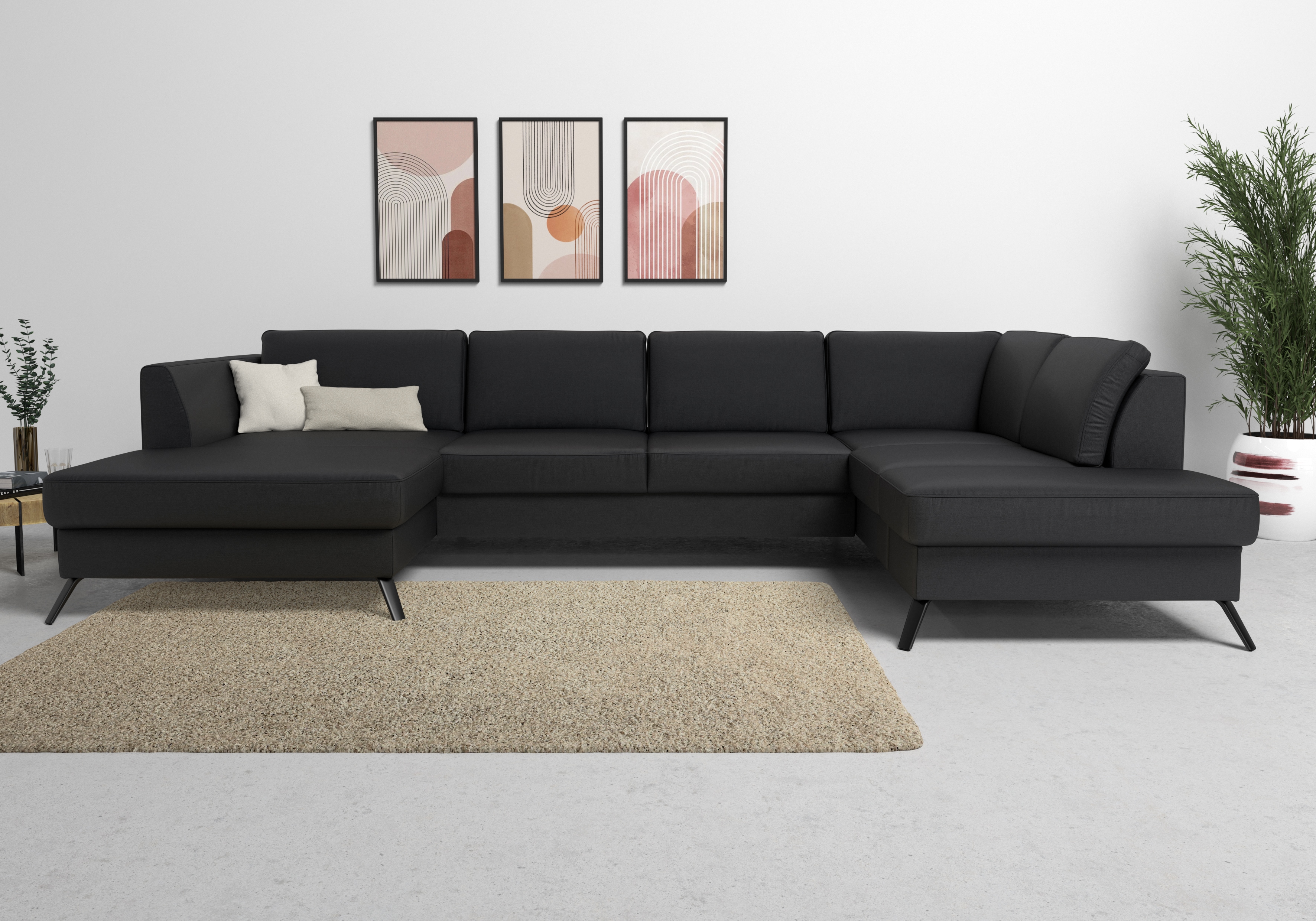 sit&more Wohnlandschaft "Olsen U-Form" inklusive Sitztiefenverstellung, optional Schlaffunktion, 15cm hoch