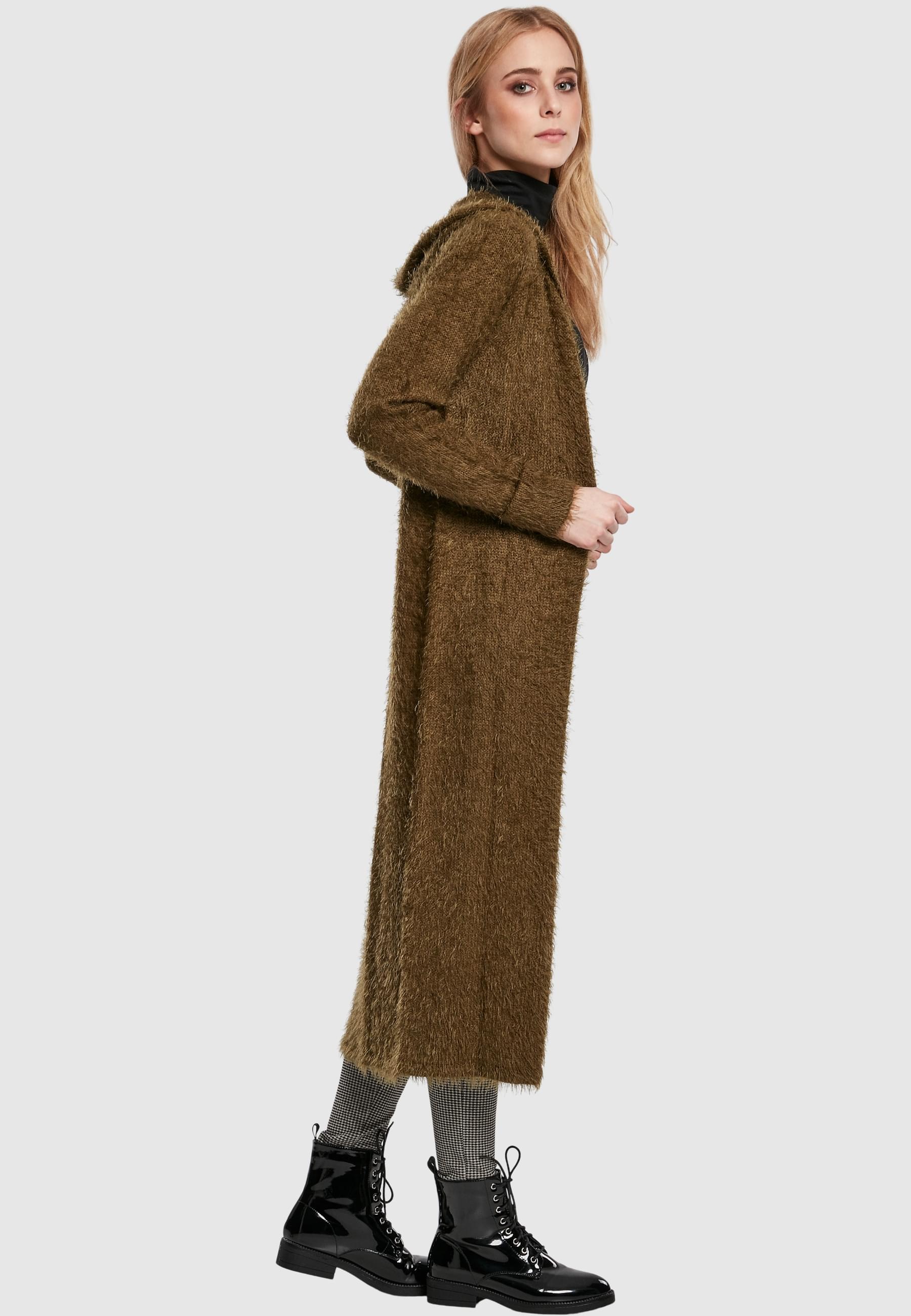 URBAN CLASSICS Strickjacke »Urban Classics Damen Ladies Hooded Feather Cardigan«