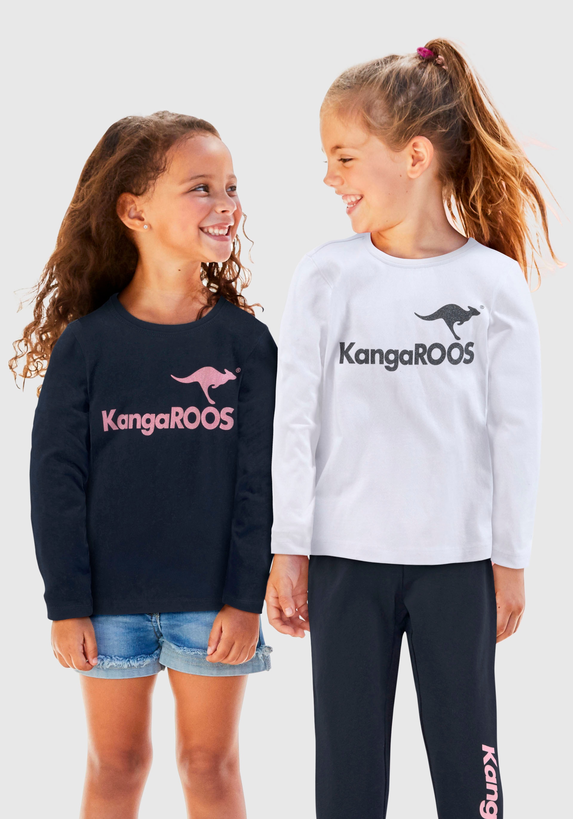 KangaROOS Langarmshirt, (Packung, 2 tlg.), mit Glitzerdruck online kaufen |  BAUR