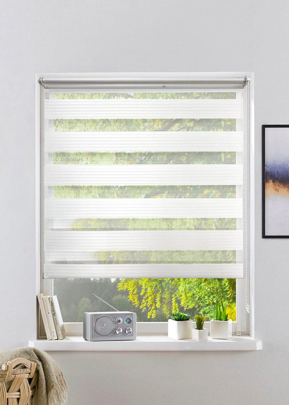 OTTO home Doppelrollo "MILO" Lichtschutz Sichtschutz ohne Bohren freihängend Rollo in moderner Streifenoptik, für Fenster & Tür, NEUHEIT