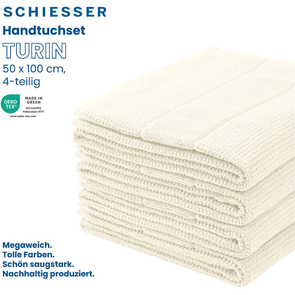 Schiesser Handtücher »Turin im 4er Set aus 100% Baumwolle«, (4 St.)