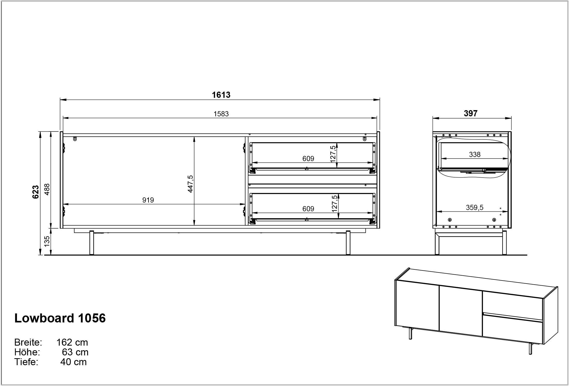 GERMANIA Wohnzimmer-Set »Cantoria«, (Set, 3 St.), mit Sideboard, Highboard, Lowboard, griffloses Design