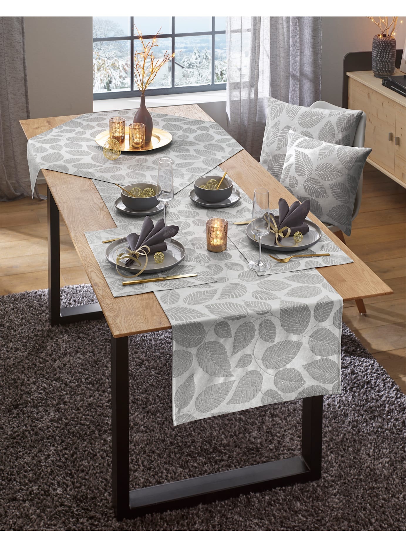 Tischdecke, B:30cm L:45cm, grau, Tischdecken