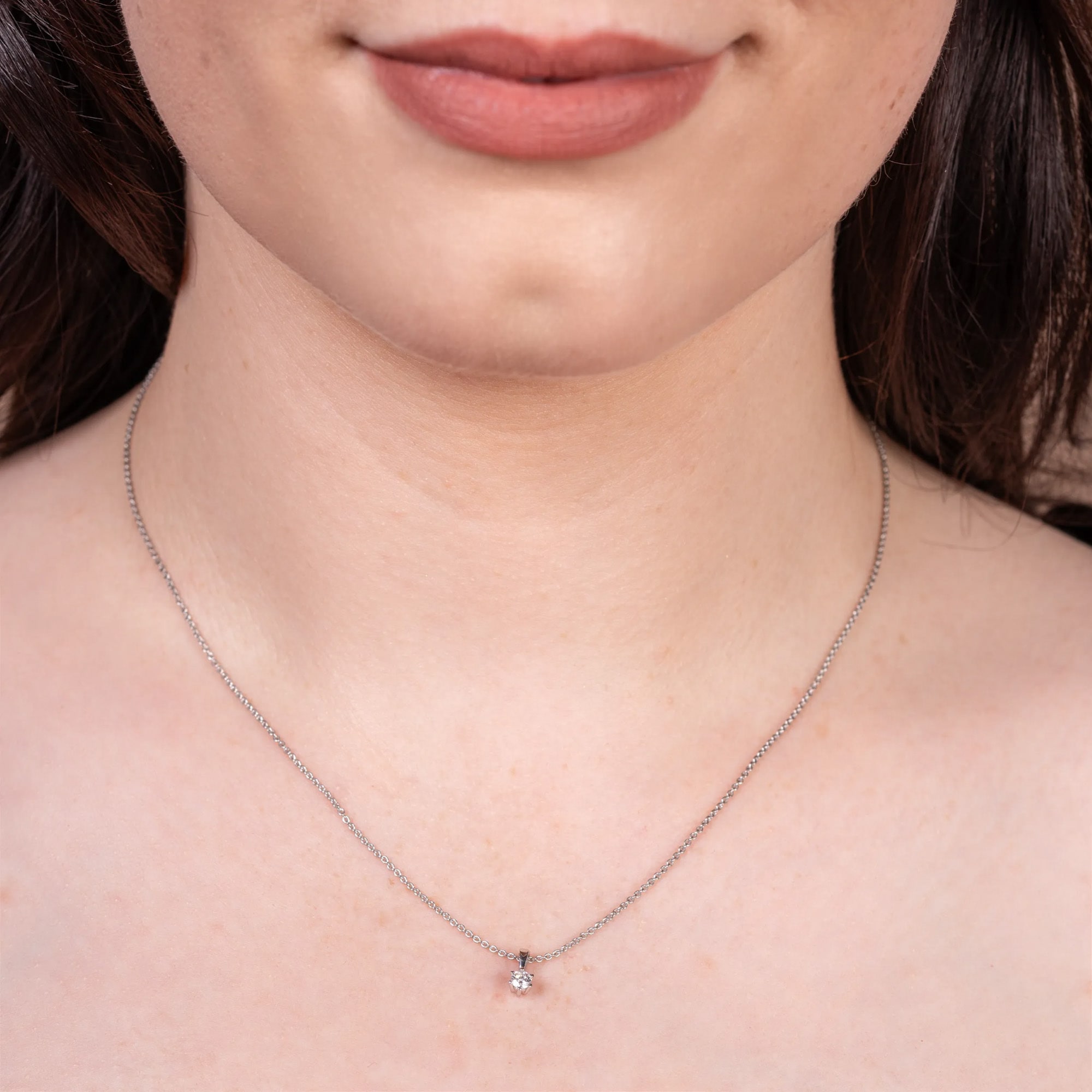 LYOMI Kette mit Anhänger »585/- Weißgold 1 synth. Diam. 0,10 ct.«