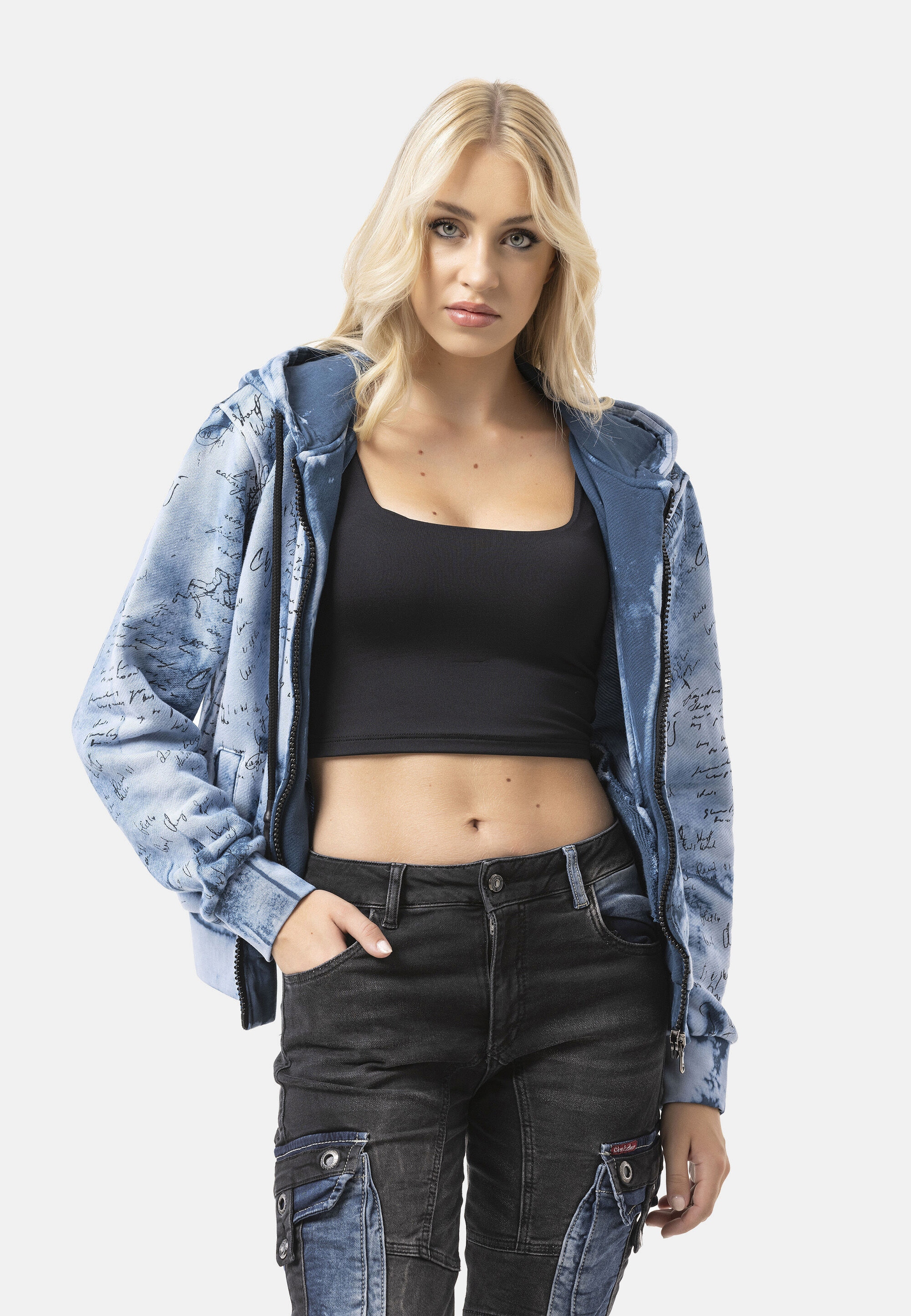 Cipo & Baxx Sweatjacke »WL379« 1 tlg. ausdrucksstarkes Tie-Dye-Muster, kombiniert mit Rückenprint