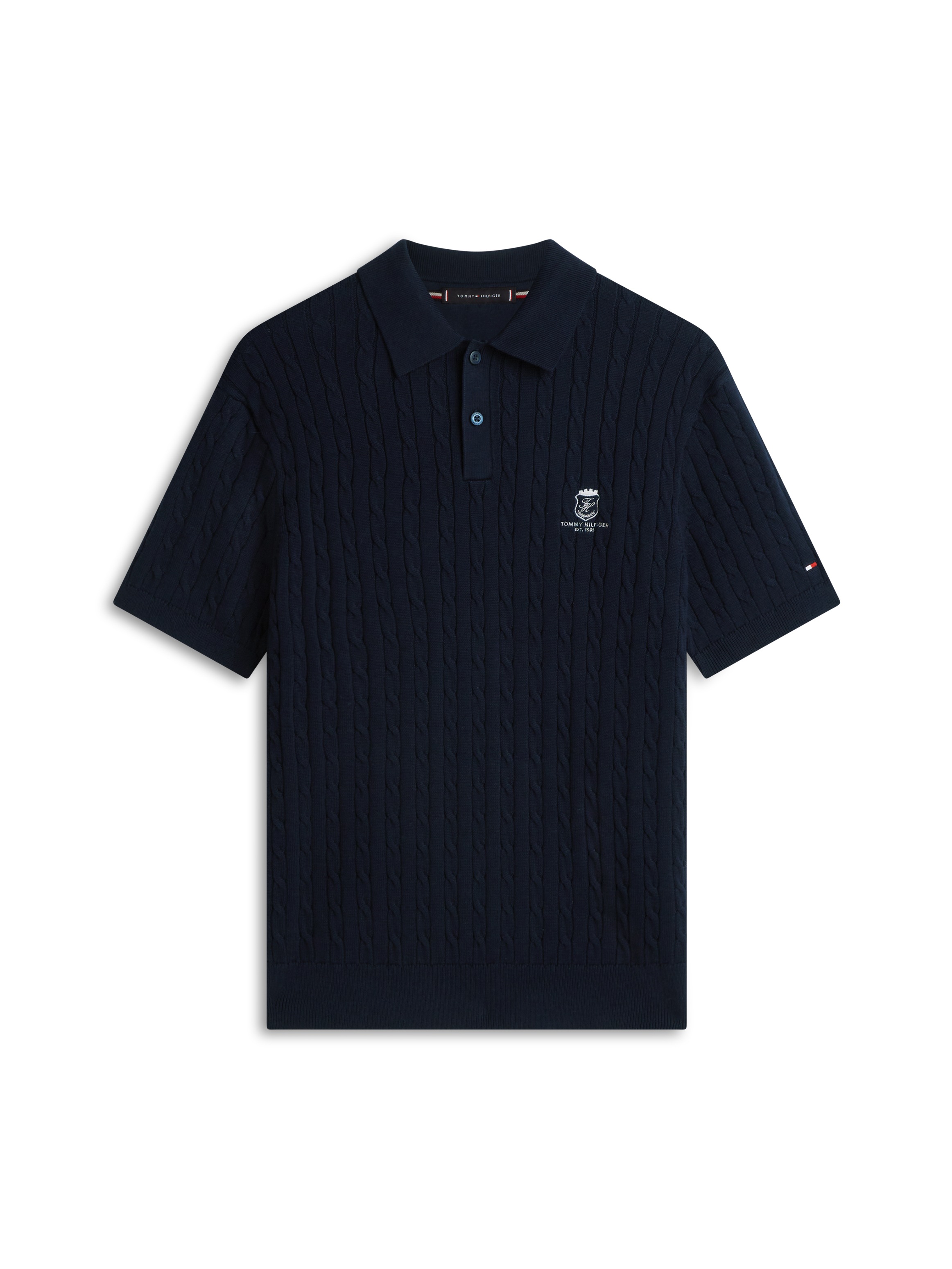 Tommy Hilfiger Poloshirt »CABLE SHORT SLEEVE POLO« regular fit, Zopfmuster