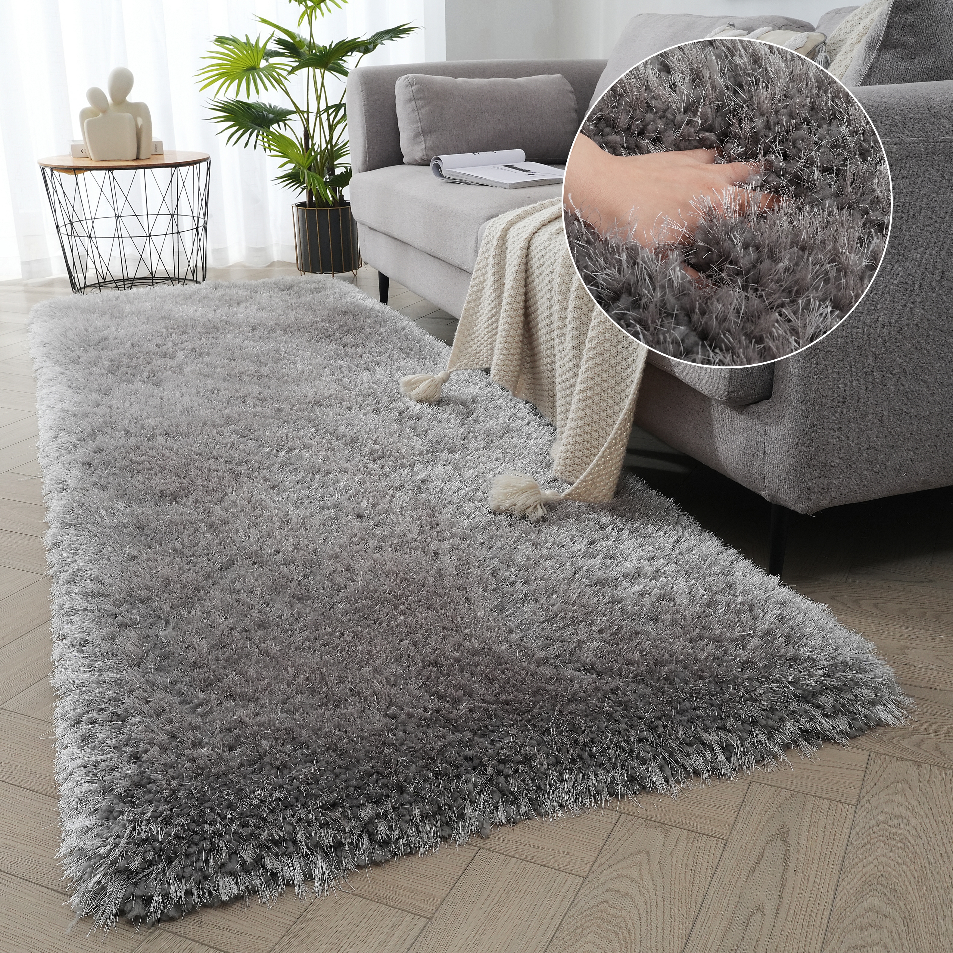 OTTO home Hochflor-Teppich "Micro exclusiv Teppich, sehr hoher Flor, weich durch Mikrofaser" rechteckig 78 mm Höhe sehr weich, flauschig, uni, Wohnzimmer, Schlafzimmer