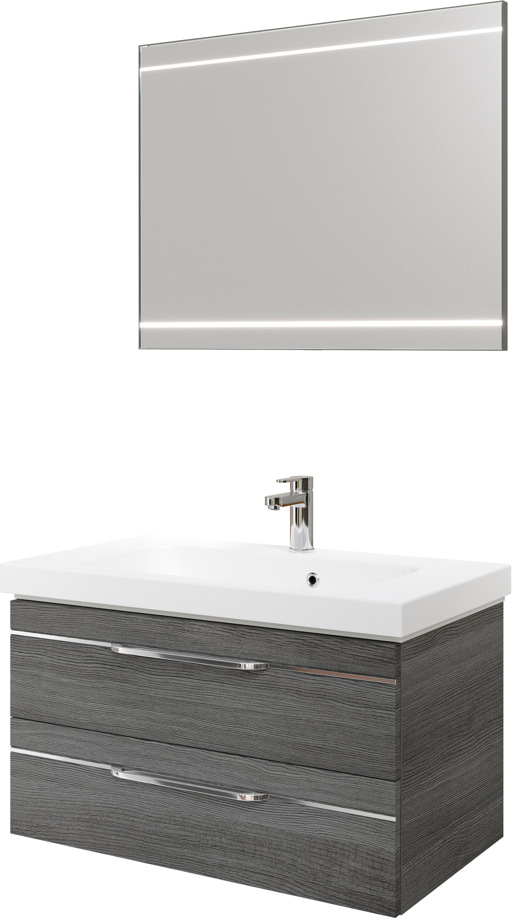 Saphir Badmöbel-Set "Balto 2-teilig Mineralmarmor-Waschtisch mit LED-Spiege günstig online kaufen