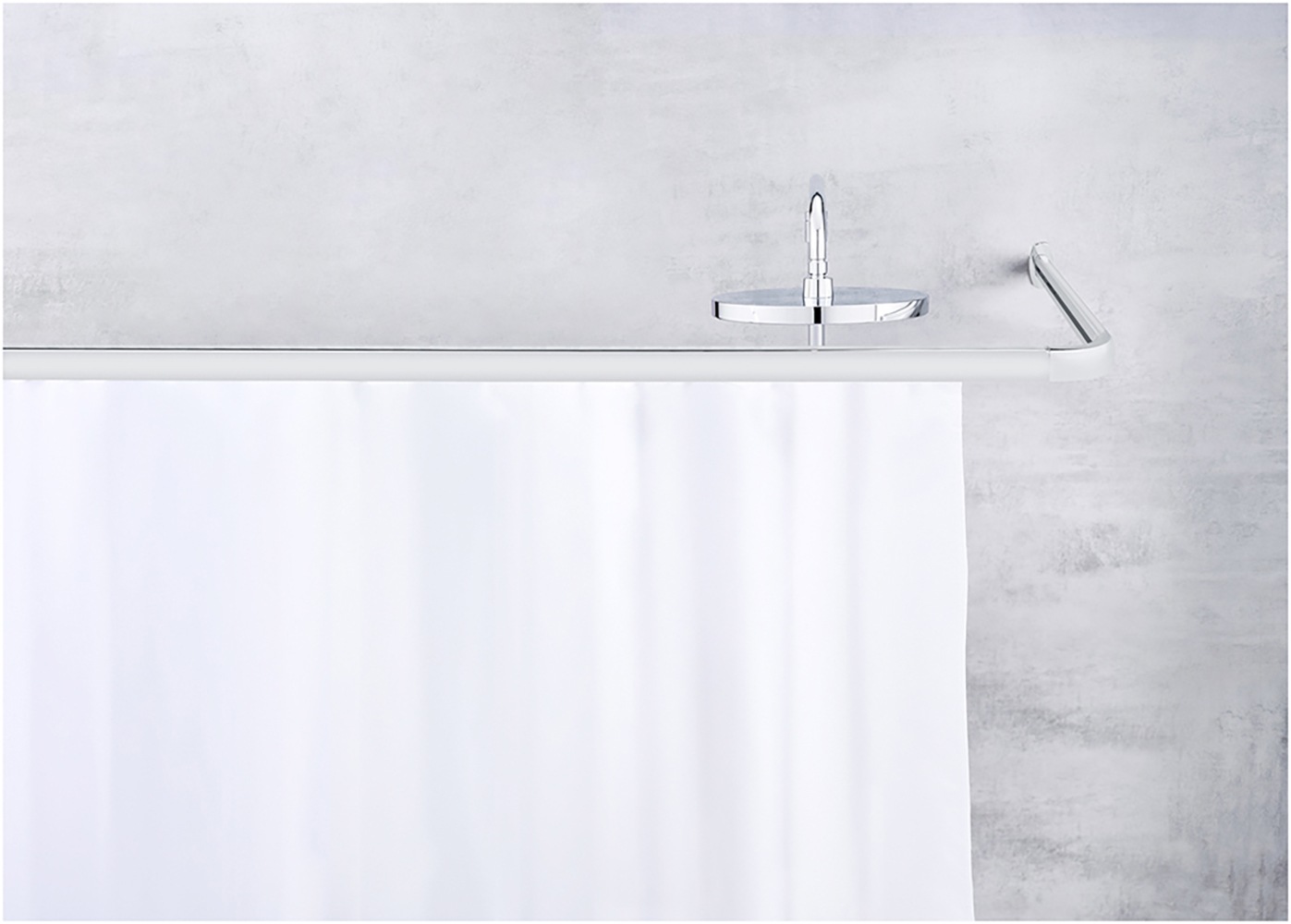 WENKO Winkelstange »Modell Era« Winkelschiene aus Aluminium für Duschvorhänge, inkl. 16 Spezialgleiter