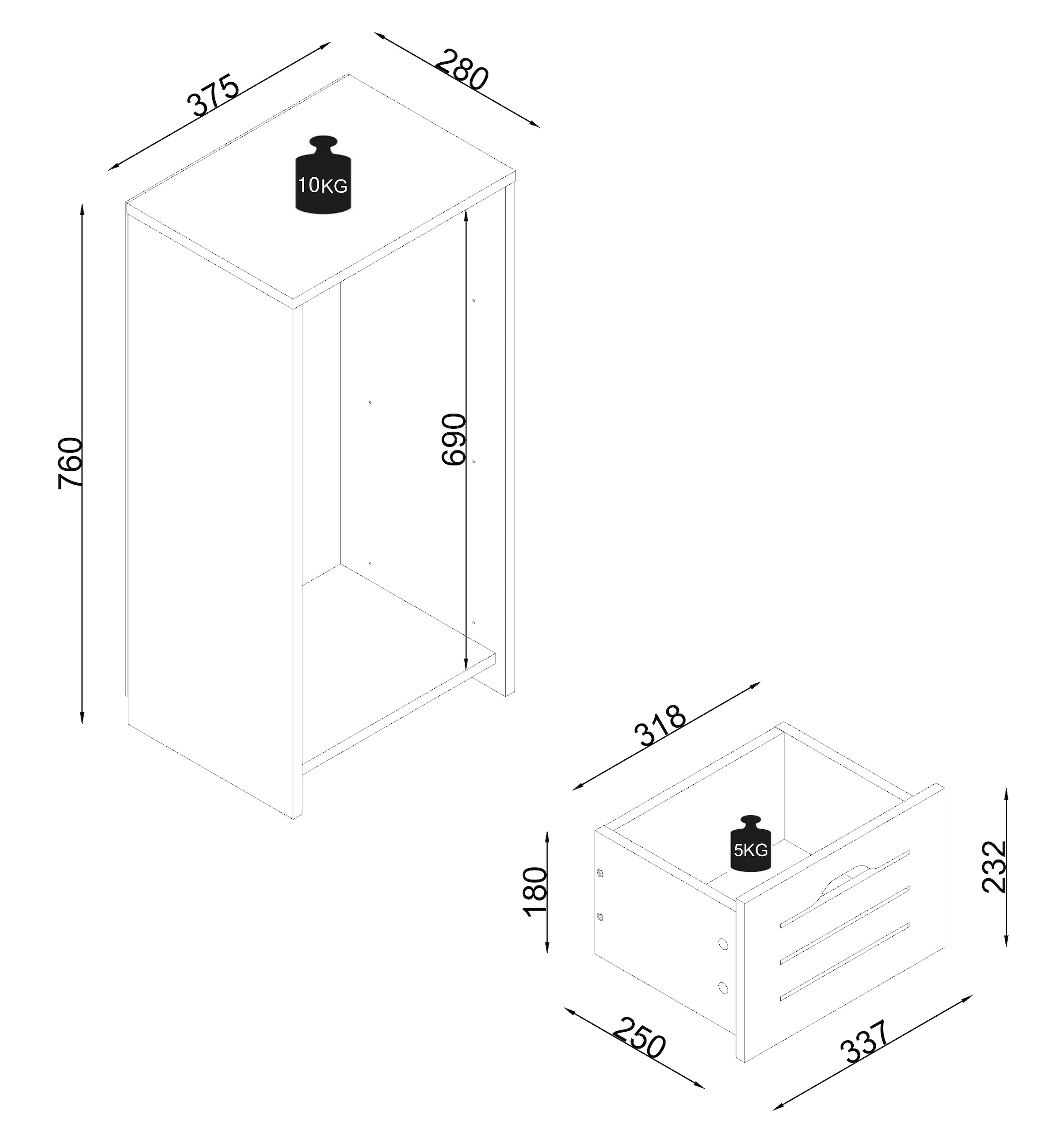 VCM Midischrank »Midischrank Schubladen Flonali 76 x 38 x 28 cm« 1 Stk. tlg.