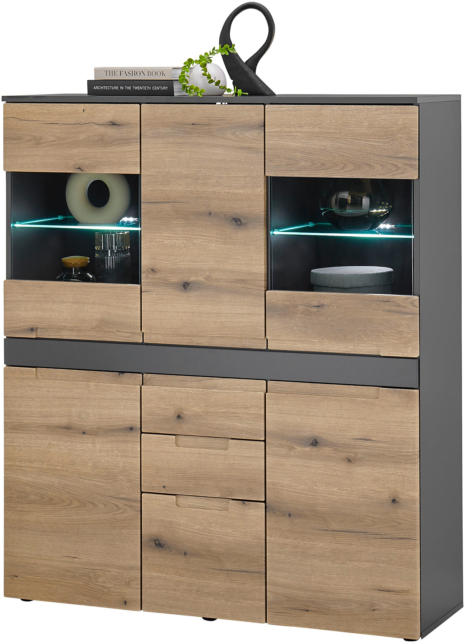 Highboard »Taylor mit LED-Beleuchtung, BxHxT 119x140x38 cm«, (1 St.), Mit 4 Türen und...