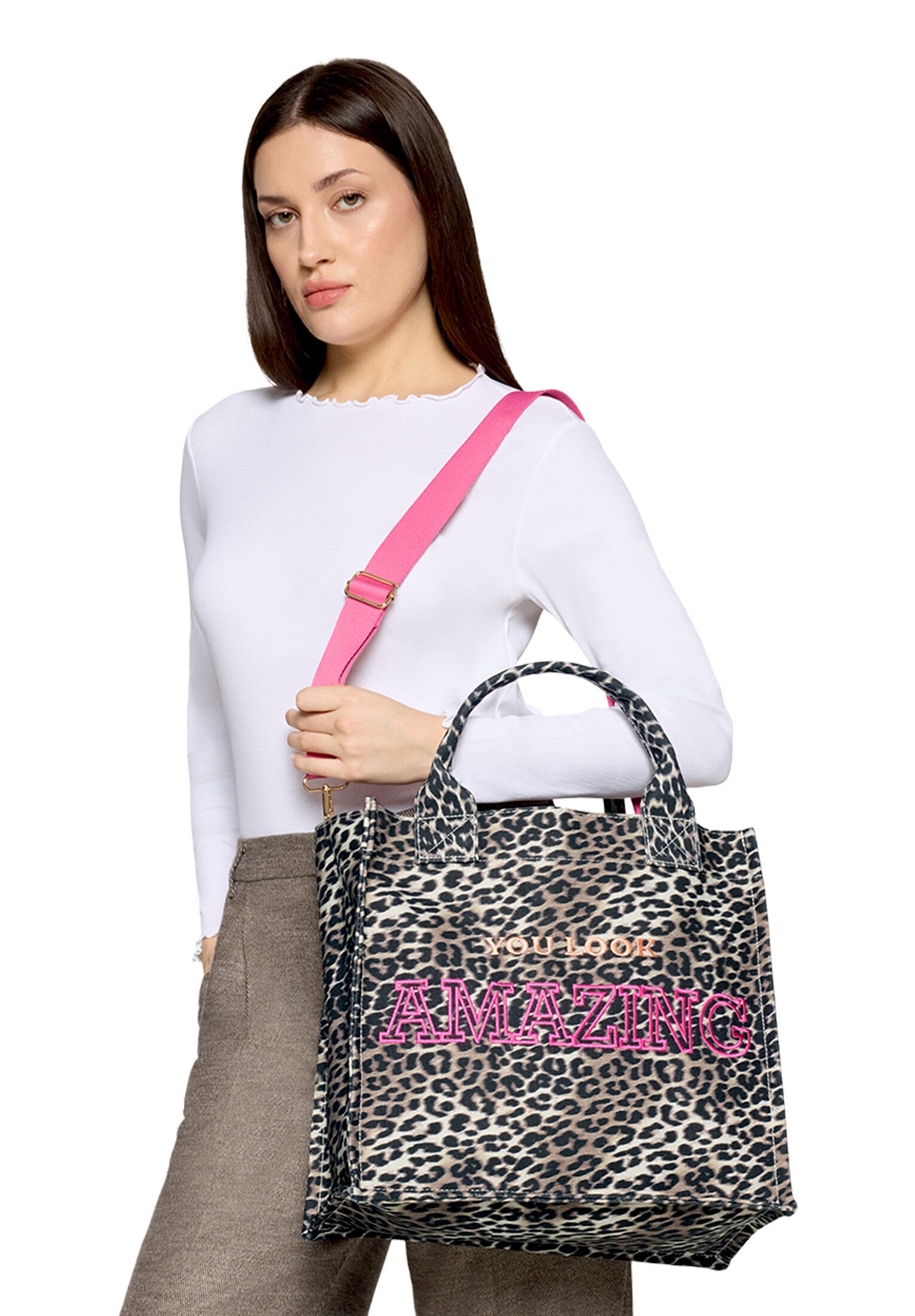 CARTOON Leo-Look Shopper Bag Black/Beige 4