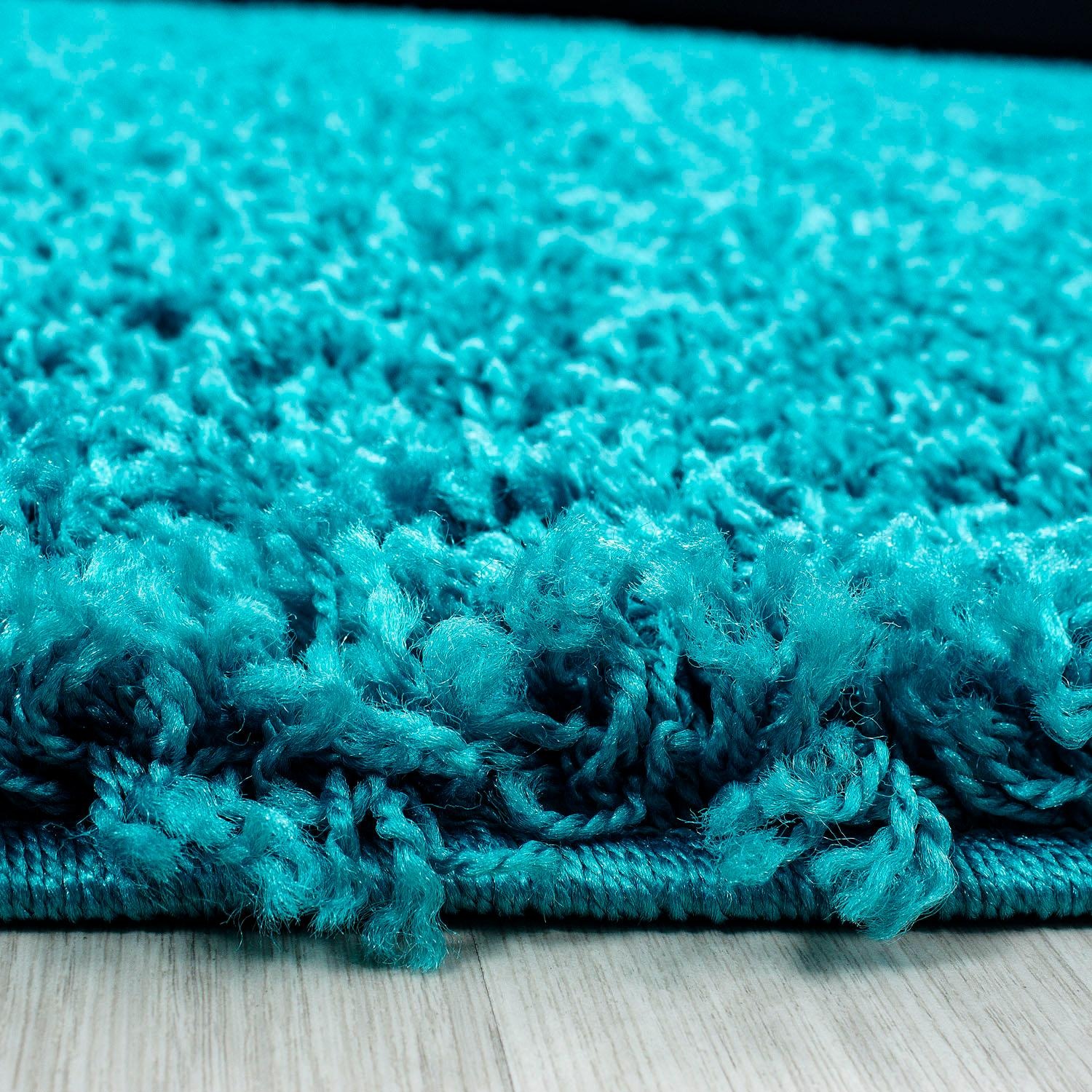Hochflor-Teppich AYYILDIZ TEPPICHE "Life Shaggy 1500" Gr. 41, blau (türkis), H:30mm Ø:120cm, Kunstfaser, Teppiche, auch in rechteckig, Wohnzimmer, Langflor, große Farbauswahl 2