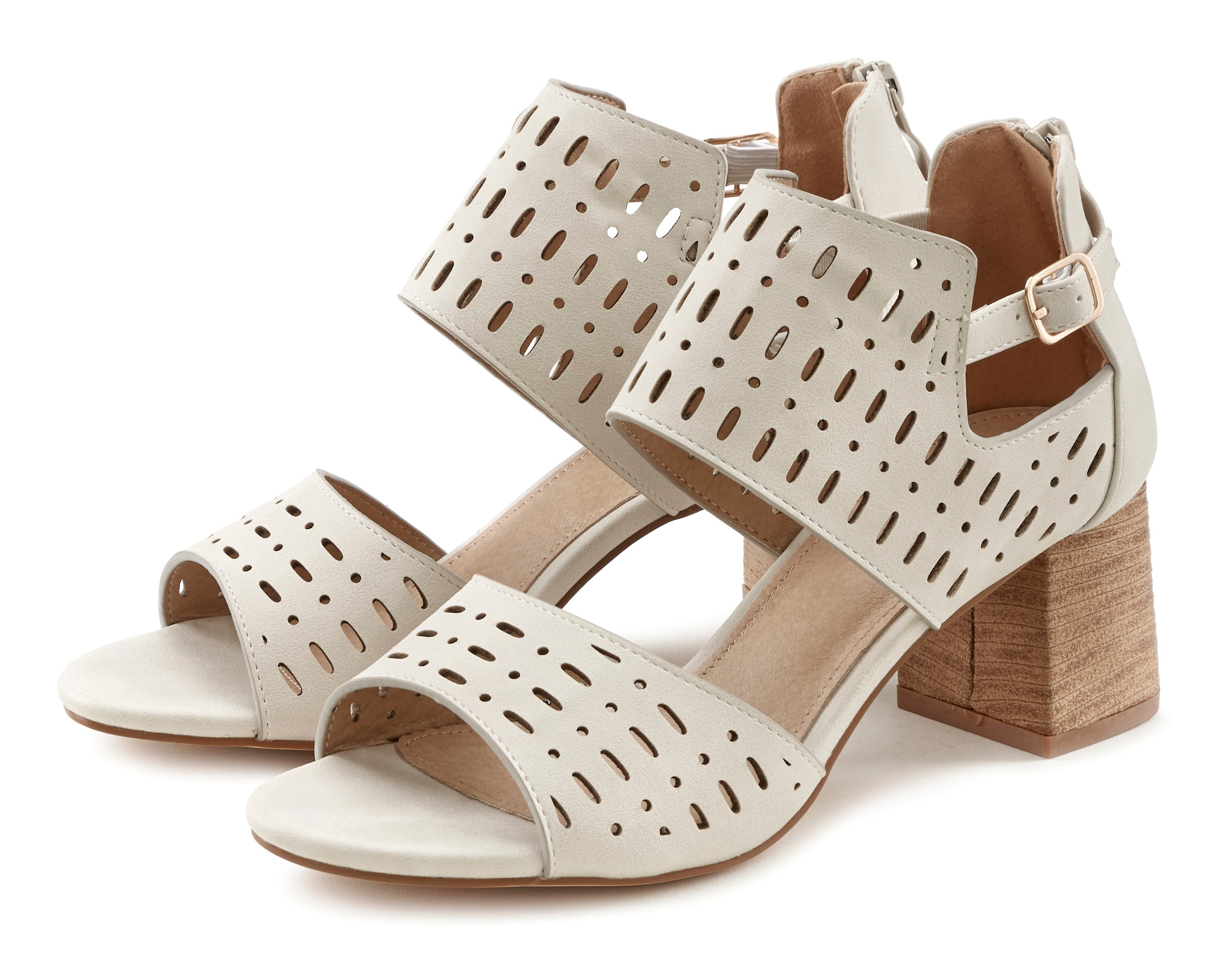 LASCANA Schaftsandalette "Sommerschuh", Sommerschuh mit Blockabsatz und Cut günstig online kaufen