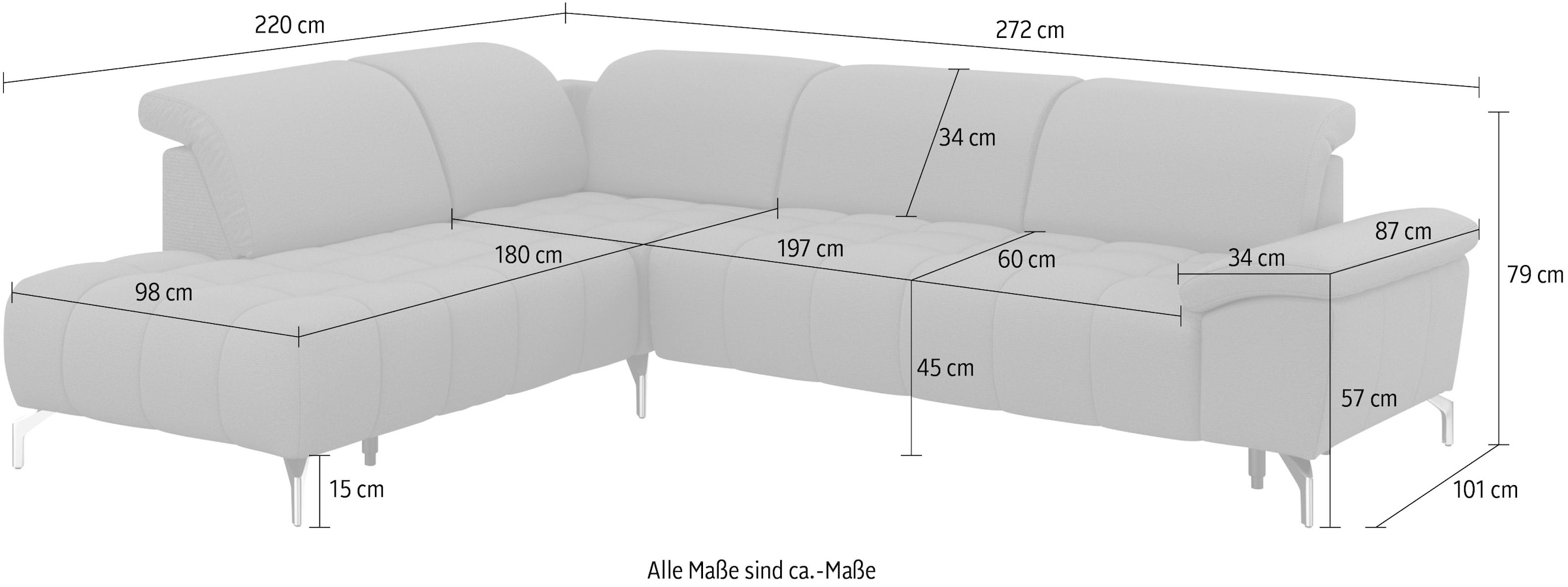 sit&more Ecksofa »Cool L-Form« wahlweise mit Kopfteilverstellung und Vorziehsitz motorisch