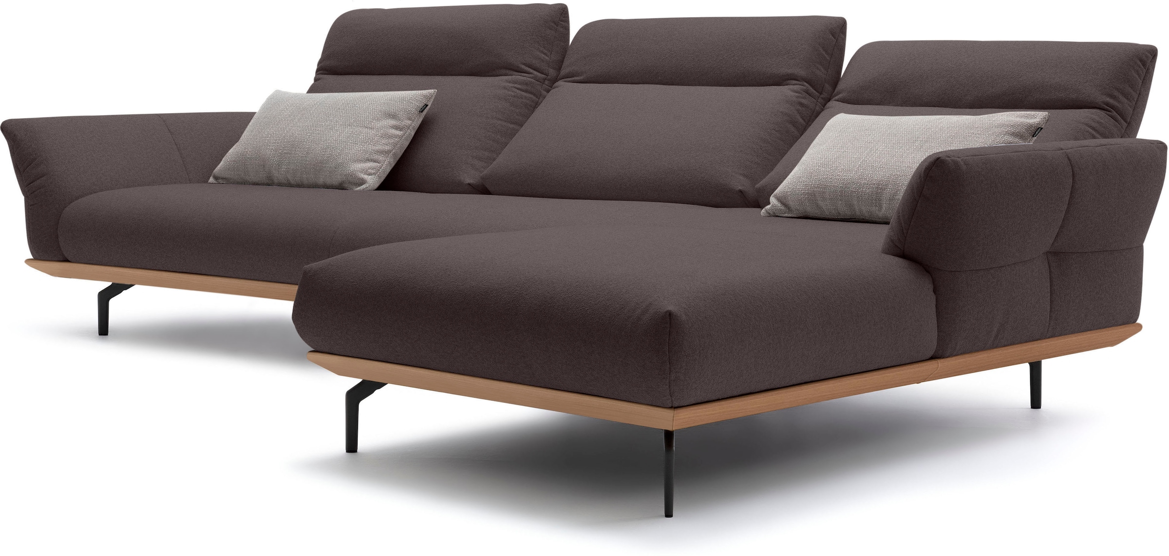Creation BY ROLF BENZ Ecksofa »CR.460«, Sockel in Eiche, Winkelfüße in Umbragrau, Breite 338 cm
