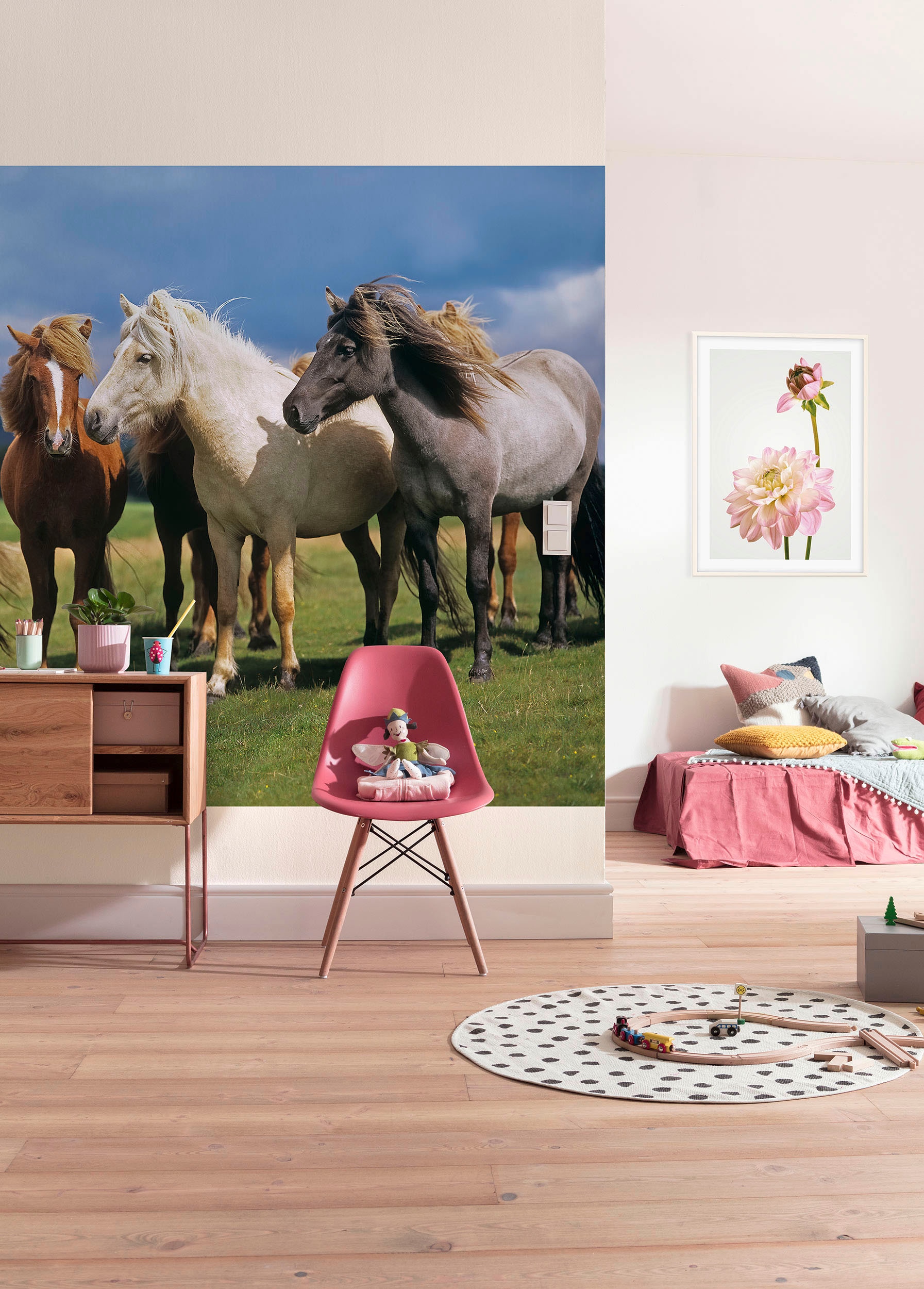 Komar Fototapete »Ponies - Größe 254 x 184 cm«, bedruckt, Wohnzimmer, Schlafzimmer