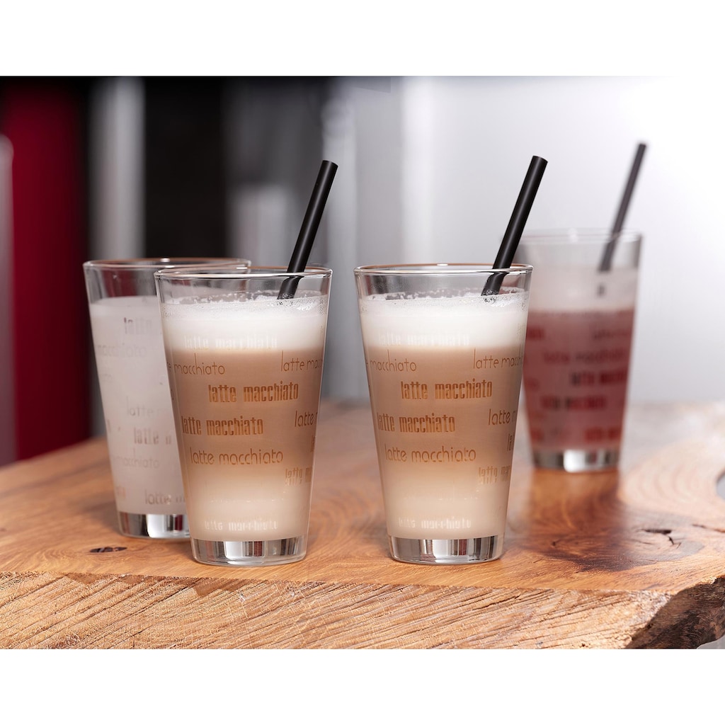 Ritzenhoff & Breker Latte-Macchiato-Glas »Chicco«, (Set, 4 tlg., (4 Becher), Schrift-Dekor, 4-teilig