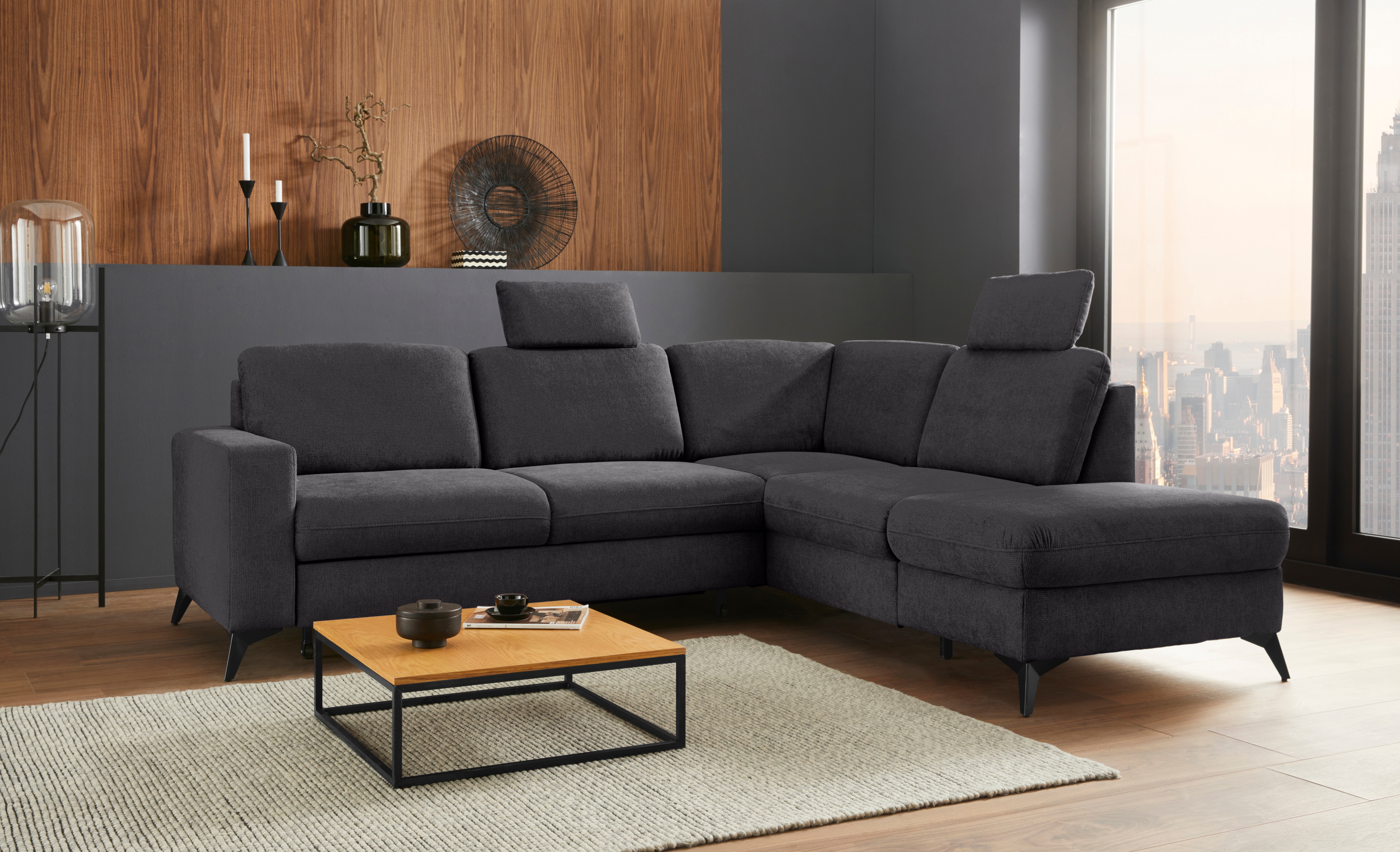 Home affaire Ecksofa "Lolland L-Form" Wahlweise mit Schlaffunktion und Stauraum, auch mit abwischbarem Bezug