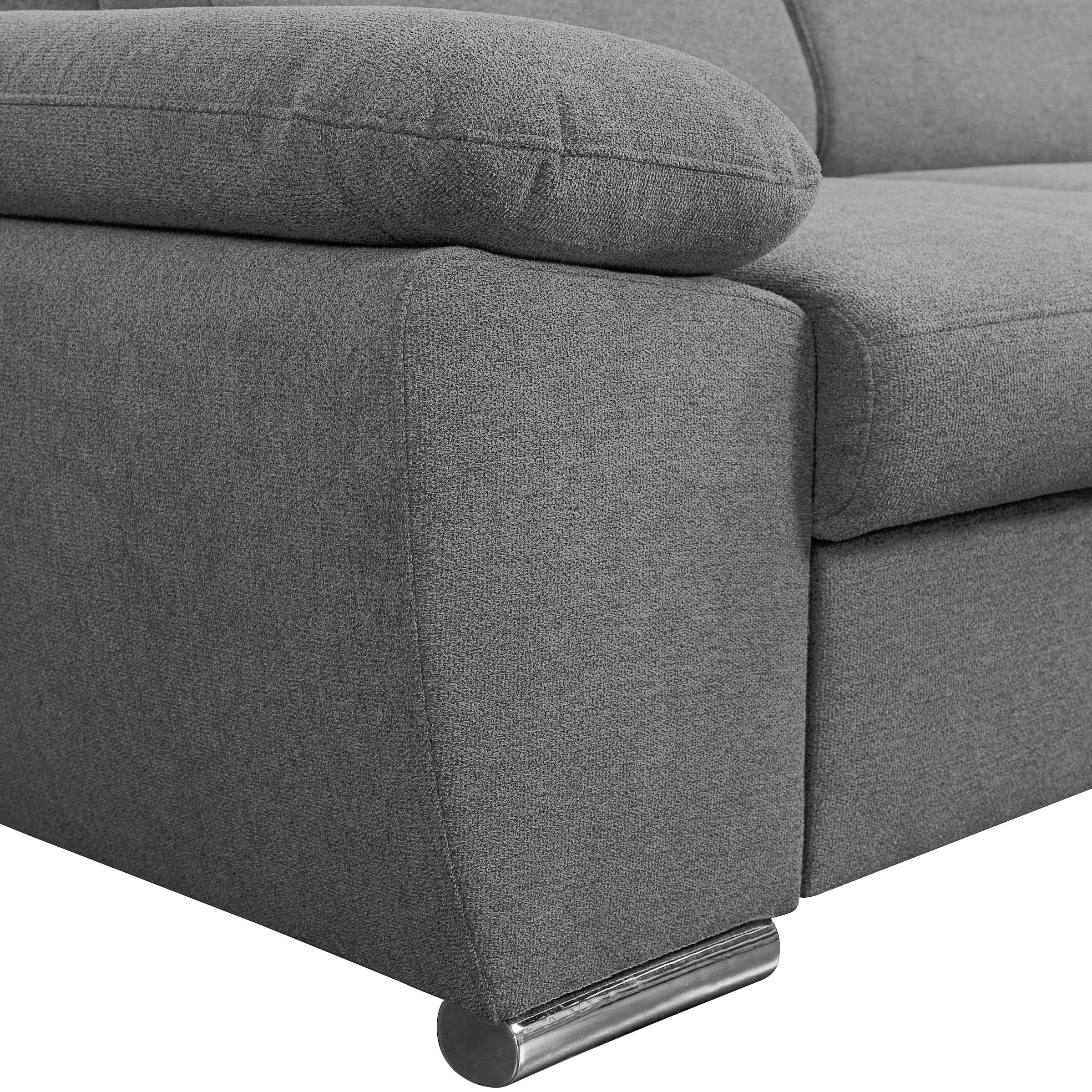 WERK2 Ecksofa »Palma mit Bett & Bettkasten, Kopfteilverstellung, bequem, zeitlos« Strukturstoff, L-Form, XXL, Schlaffunktion, Bettkasten