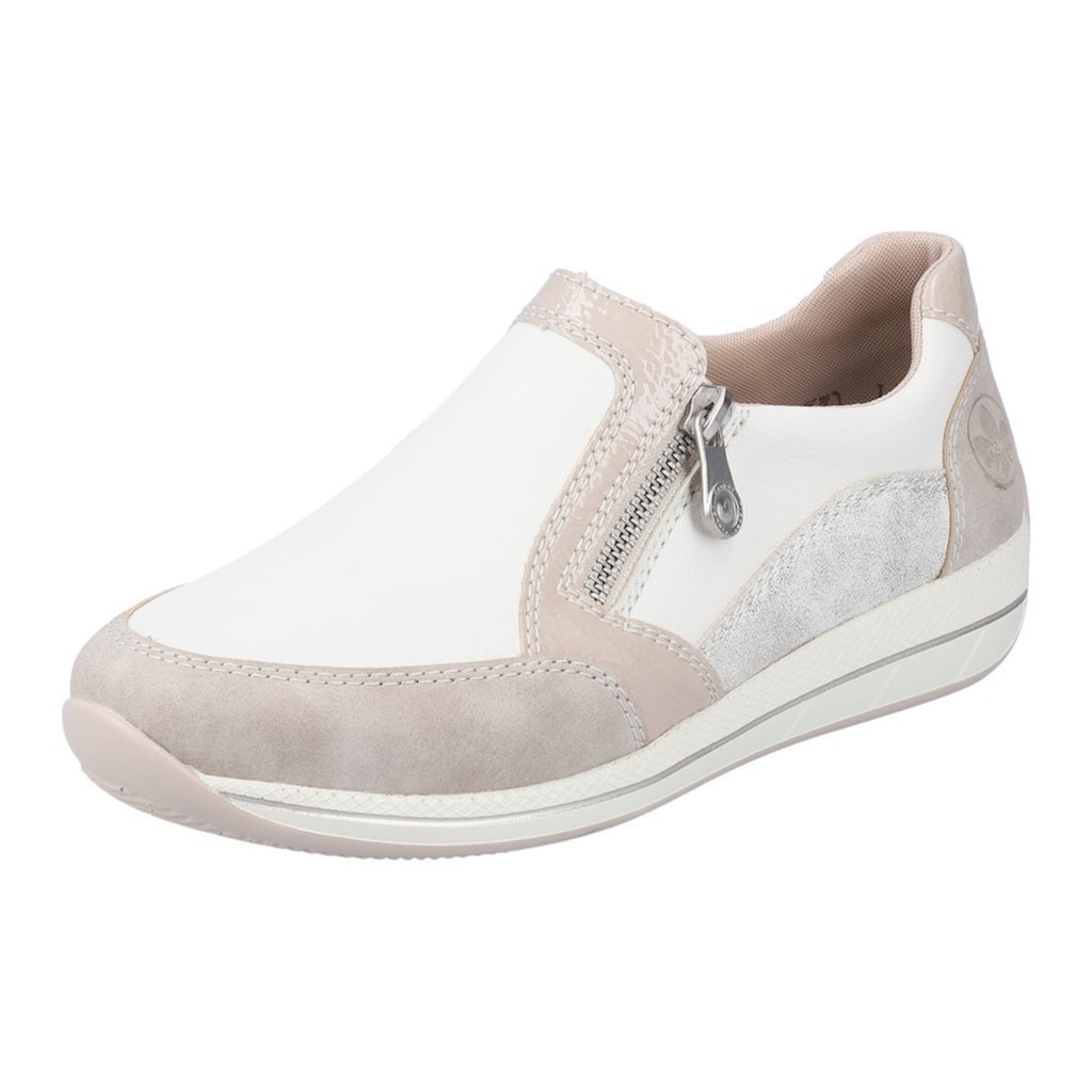 Rieker Slip-On Sneaker, Komfortschuh, Freizeitschuh mit Stretch und Reißverschluss, G-Weite