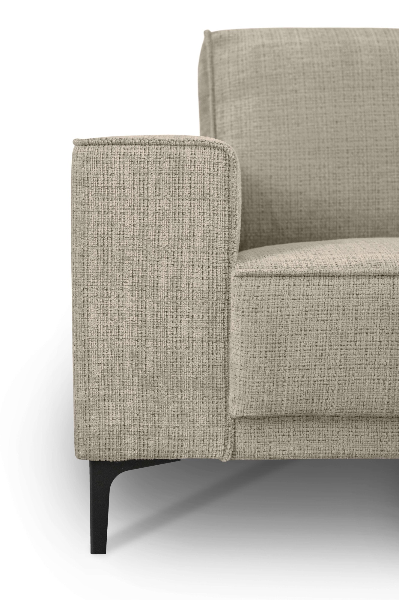 Places of Style 3-Sitzer »3er Sofa Oland, Struktur, Flachgewebe, Luxus-Microfaser, Boucle«, 224 cm, Wellenunterfederung, Skandi-Design, Metallfüße