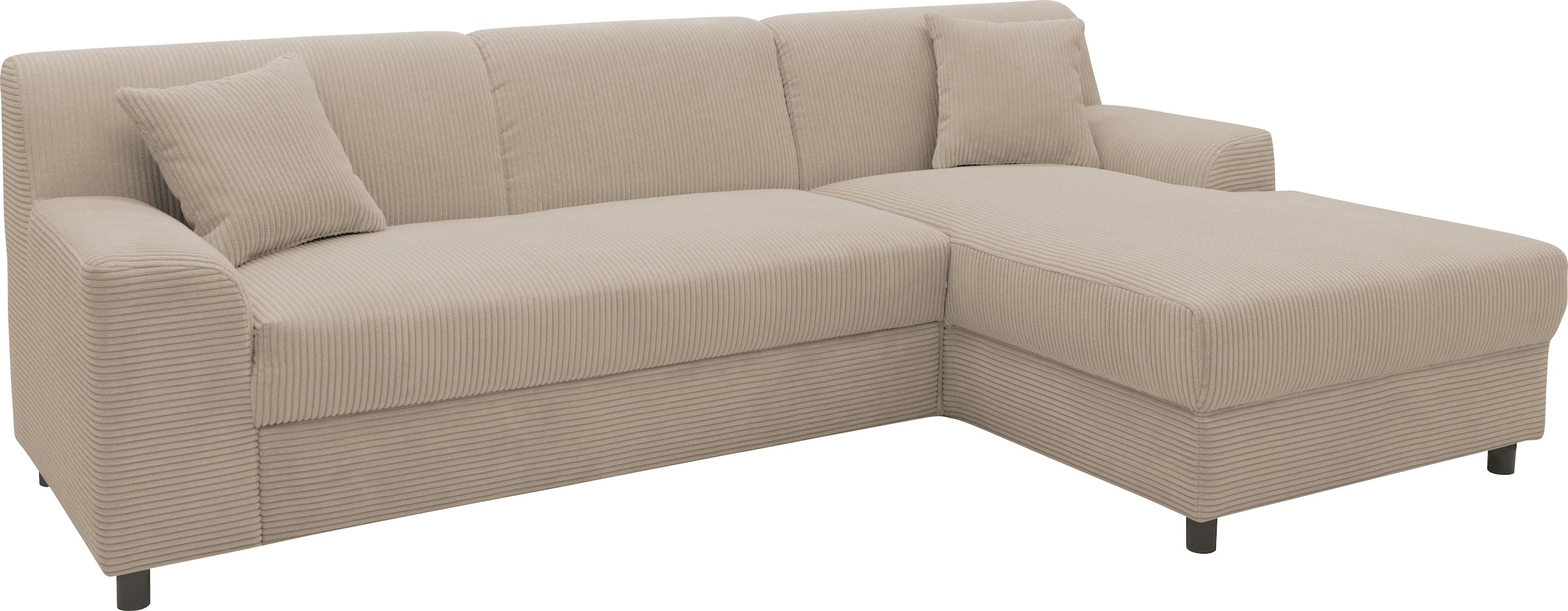 INOSIGN Ecksofa »Turah 2, L-Form, in Cord u. wasserabweisender Microfaser, Federkern«, B/T/H: 241/146/79 cm, incl. Zierkissen, wahlweise mit Bettfunktion