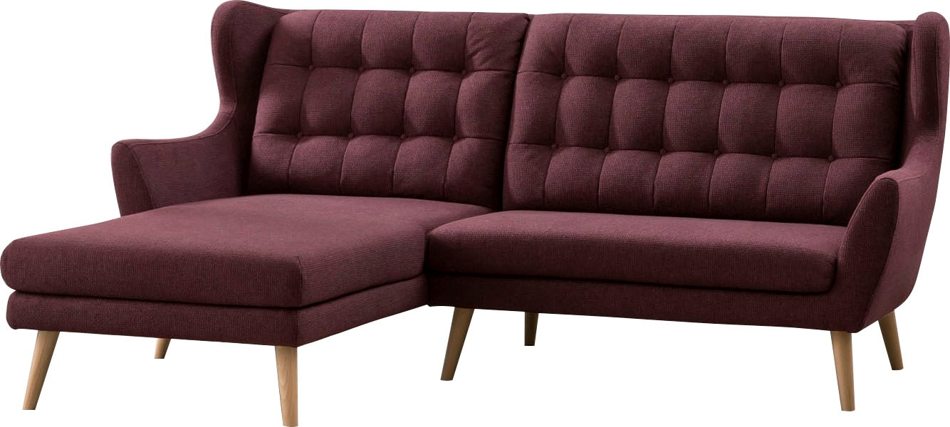 Leonique Ecksofa »Louanne, L-Form«, mit Holzfüßen