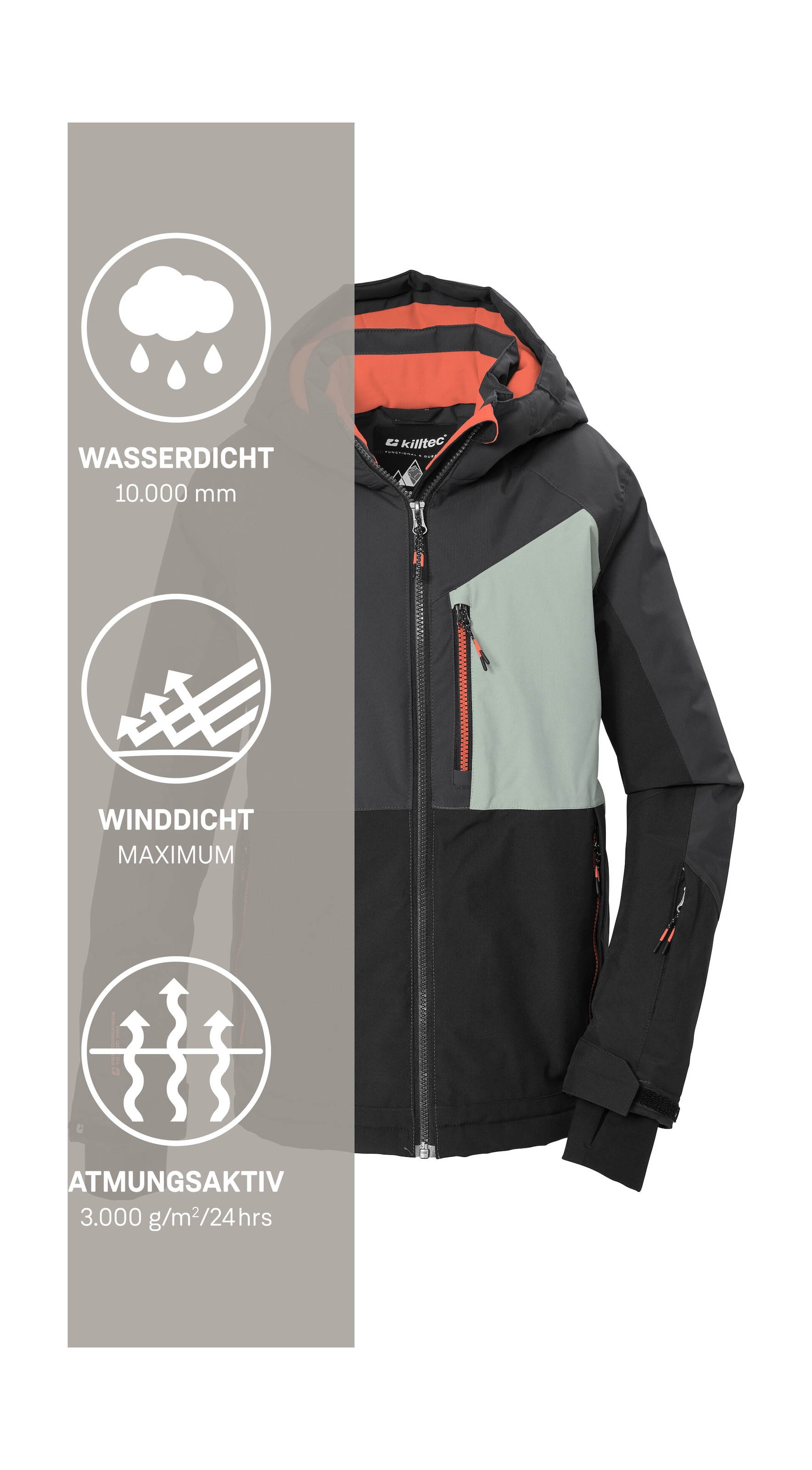 Killtec Skijacke »KSW 206 BYS SKI JCKT« Wind- und wasserdichte Kinderjacke, atmungsaktiv, verstellbar